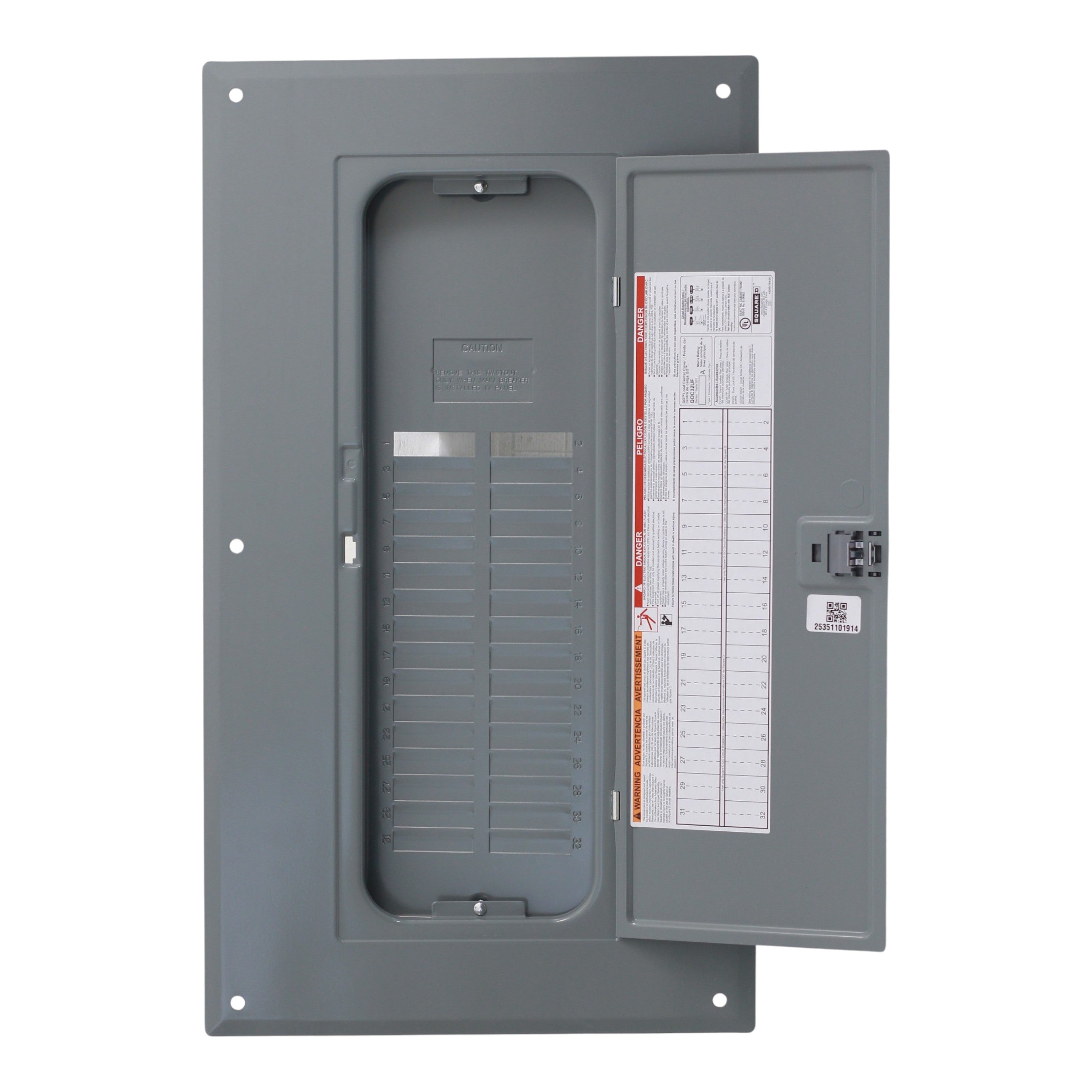 Square D QO, QOC32UF, 32-Space, Flush Cover, Gray, Load Center Cover - Image 3
