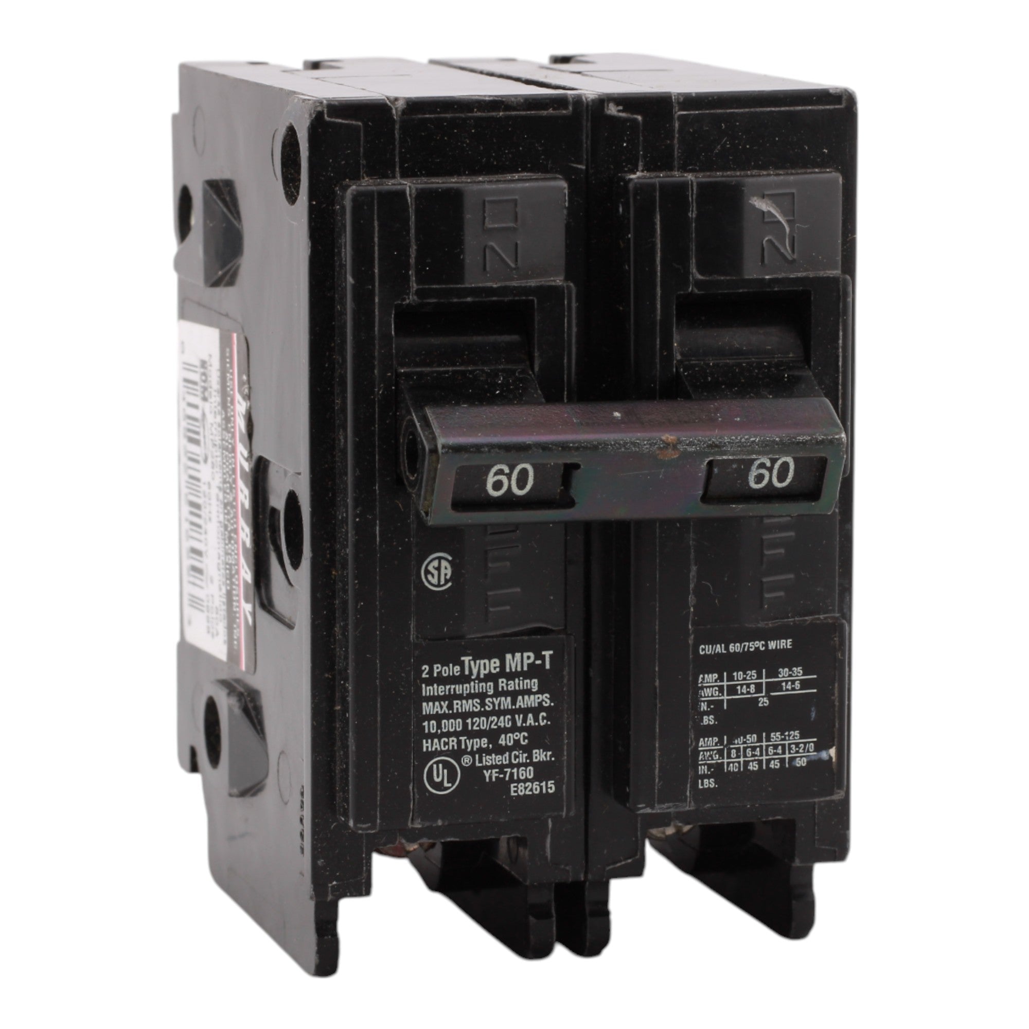 Murray MP260 60A 120/240V 2-Pole Miniature Thermal Magnetic Circuit Breaker, Compatible with Murray and Siemens Load Centers