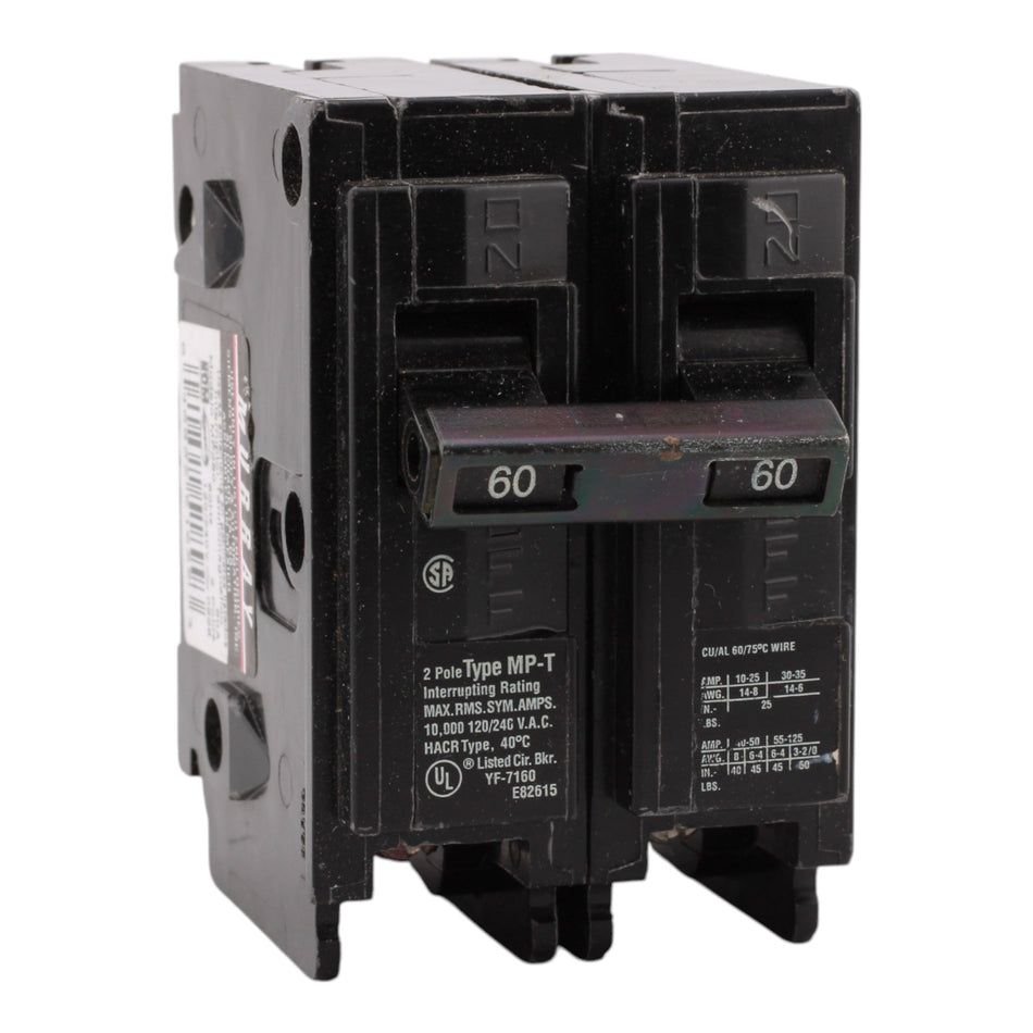 Murray MP260 60A 120/240V 2-Pole Miniature Thermal Magnetic Circuit Breaker, Compatible with Murray and Siemens Load Centers