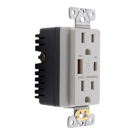 RES POWER 15A USB Outlet, Fast Charging, Type A/C, Tamper-Resistant, RES15USBACFC, White - Image 4