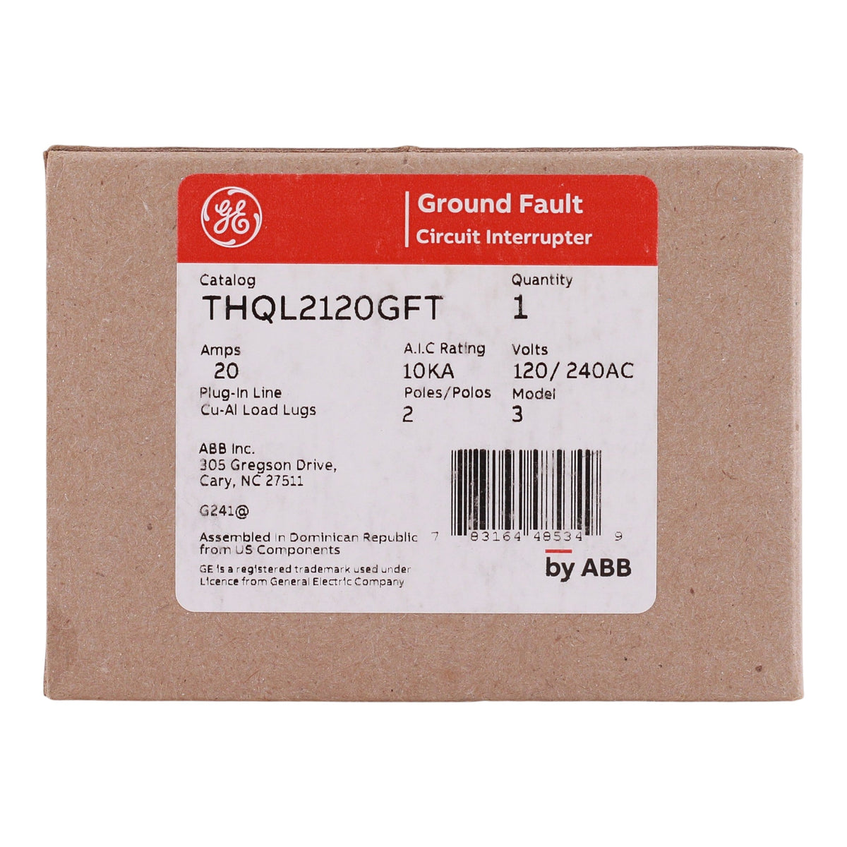 ABB Q-Line, THQL2120GFT, 20A, 2P, 120/240V, GFCI, Pigtail Neutral, Circuit Breaker - Image 3