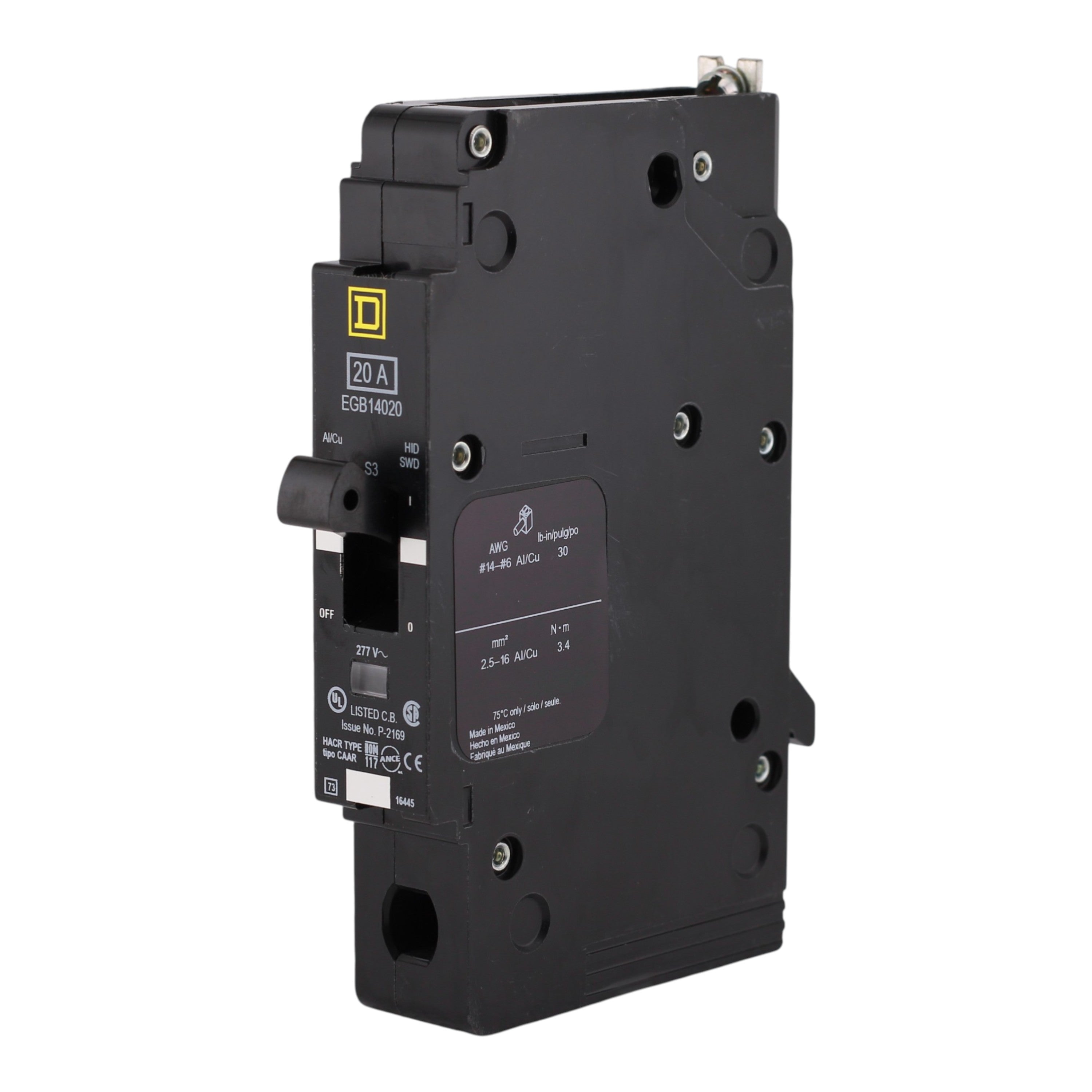 Square D, EGB14020, 20A, 1P, 277V, Bolt-On, Circuit Breaker - Image 2
