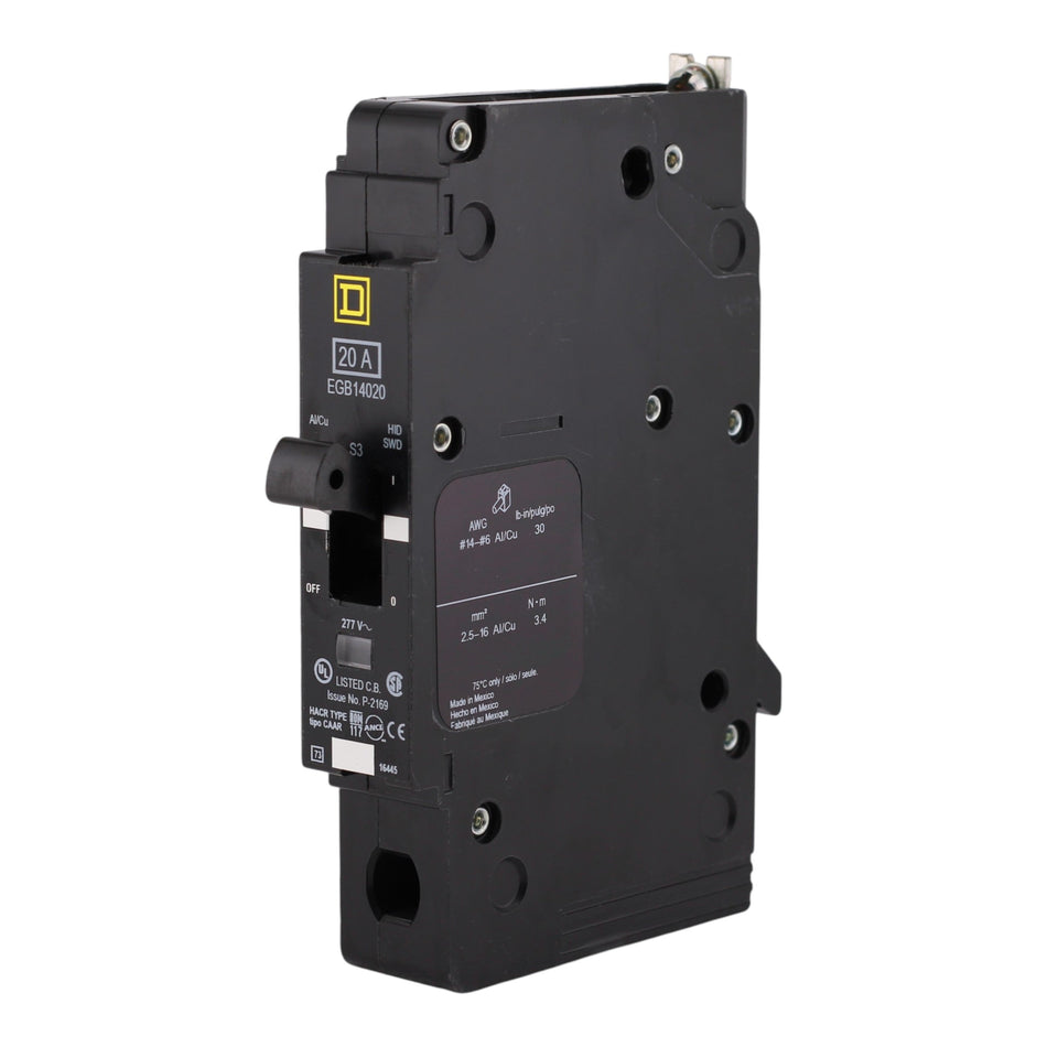 Square D, EGB14020, 20A, 1P, 277V, Bolt-On, Circuit Breaker - Image 2