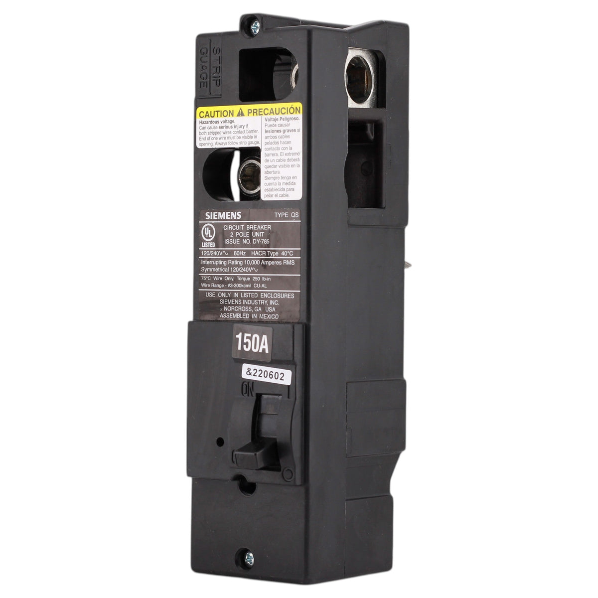 Siemens QS, QS2150, 150A, 2P, 120/240V, Thermal Magnetic, Main Breaker, Circuit Breaker - Image 3