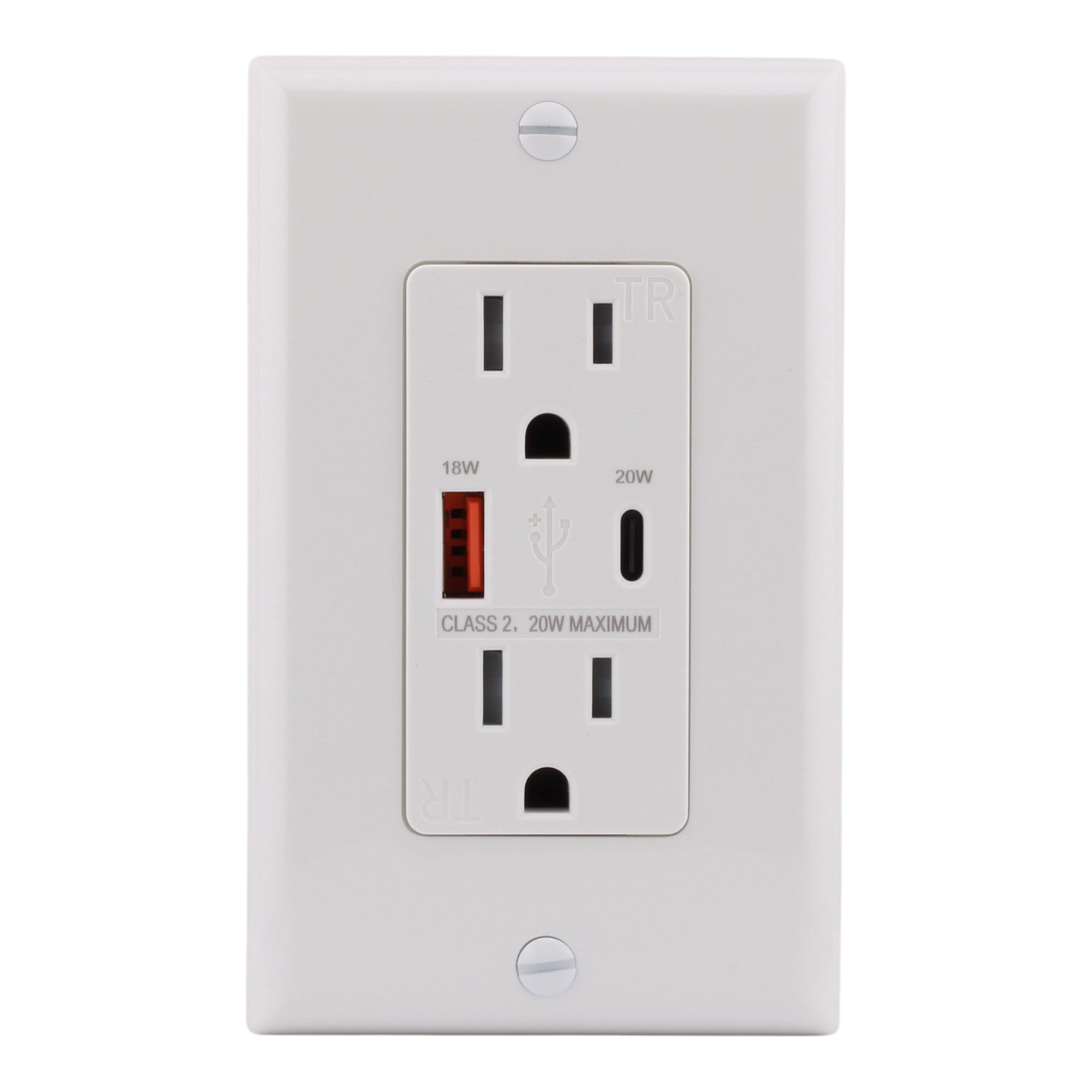 RES POWER 15A USB Outlet, Fast Charging, Type A/C, Tamper-Resistant, RES15USBACFC, White - Image 2