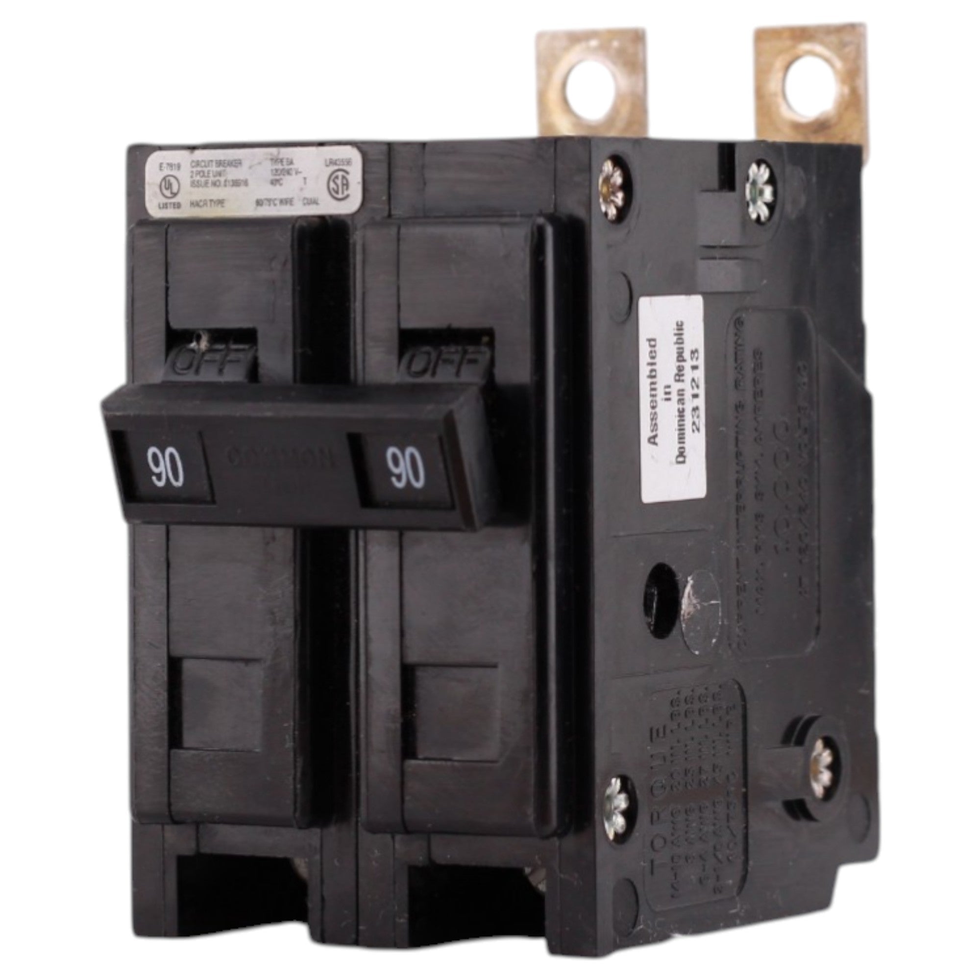 Eaton BAB, BAB2090, 90A, 2P, 120/240V, 10kAIC, Bolt-On, Circuit Breaker - Image 2