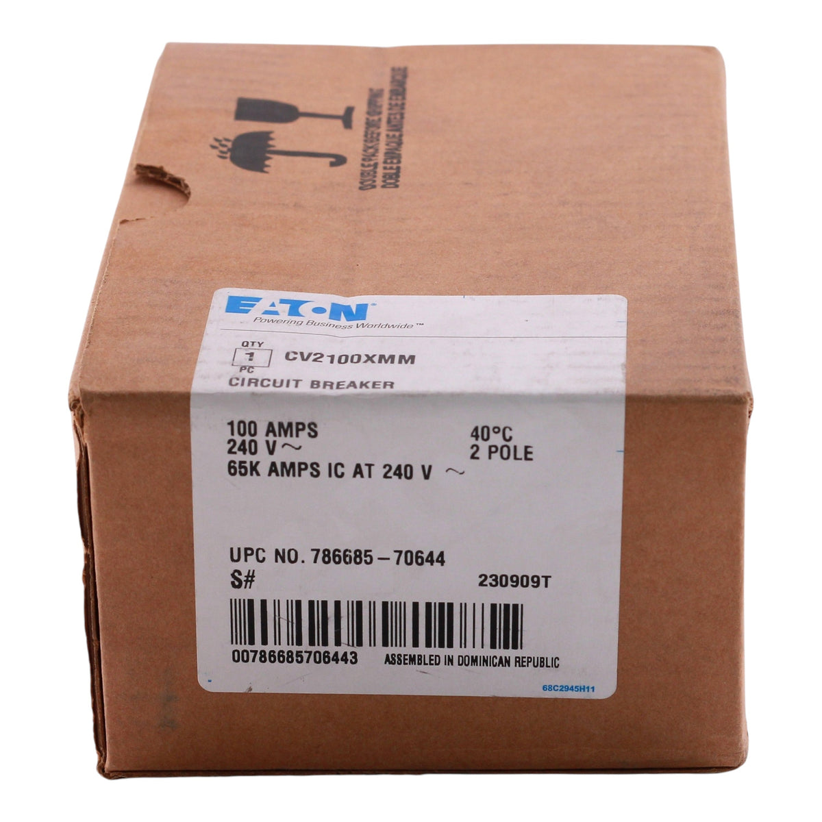 Eaton CV, CV2100XMM, 100A, 2P, 120/240V, 65kA, Molded Case, Tenant Main Circuit Breaker, UL Listed - Image 3