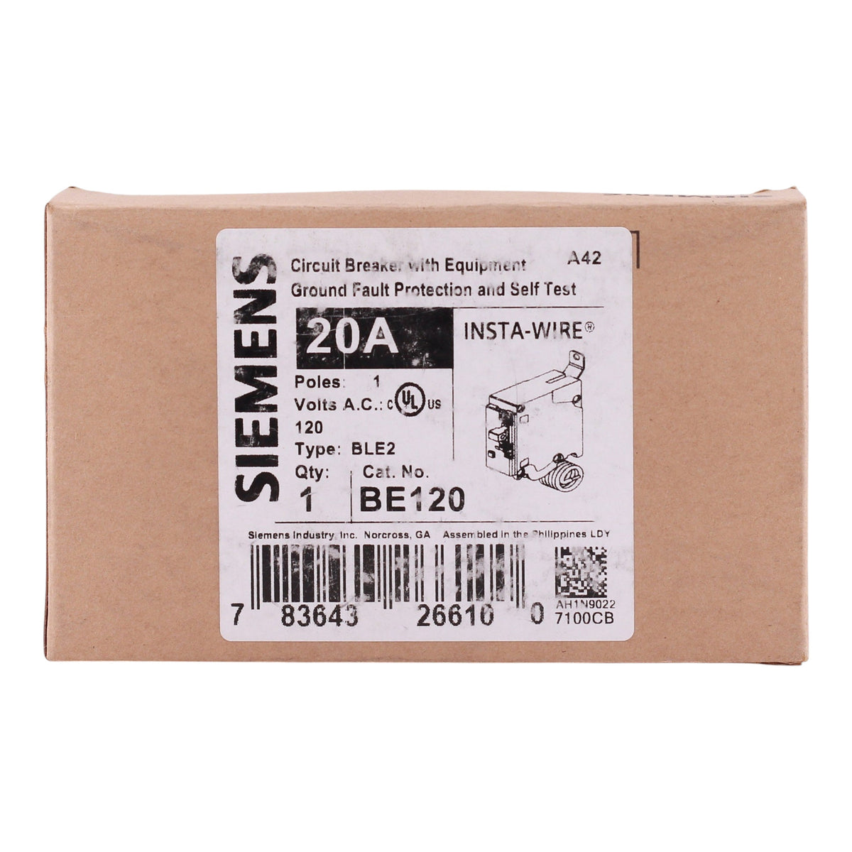 Siemens BLE2, BE120, 20A, 1P, 120V, GFCI, Bolt-On, Circuit Breaker - Image 3
