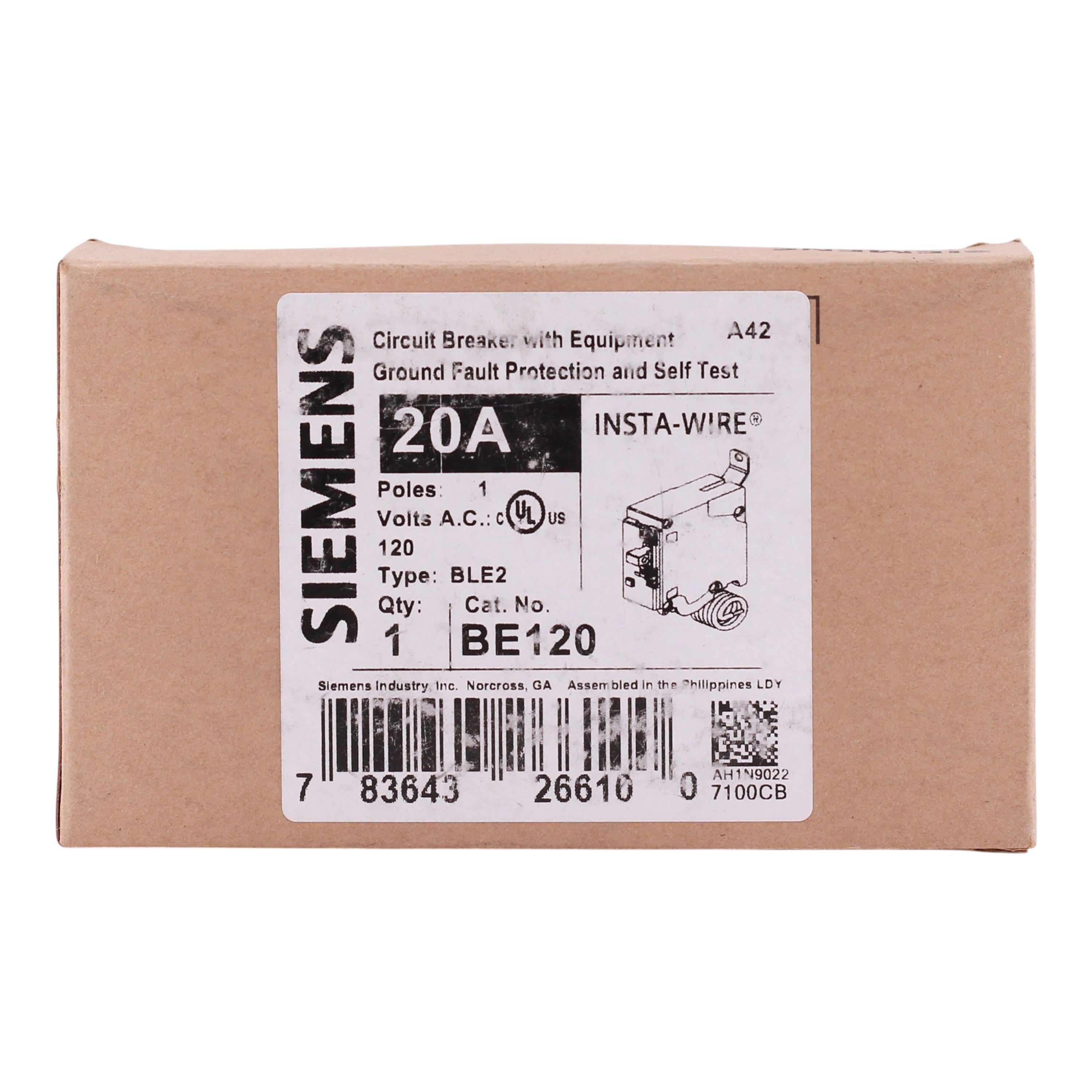 Siemens BLE2, BE120, 20A, 1P, 120V, GFCI, Bolt-On, Circuit Breaker - Image 3