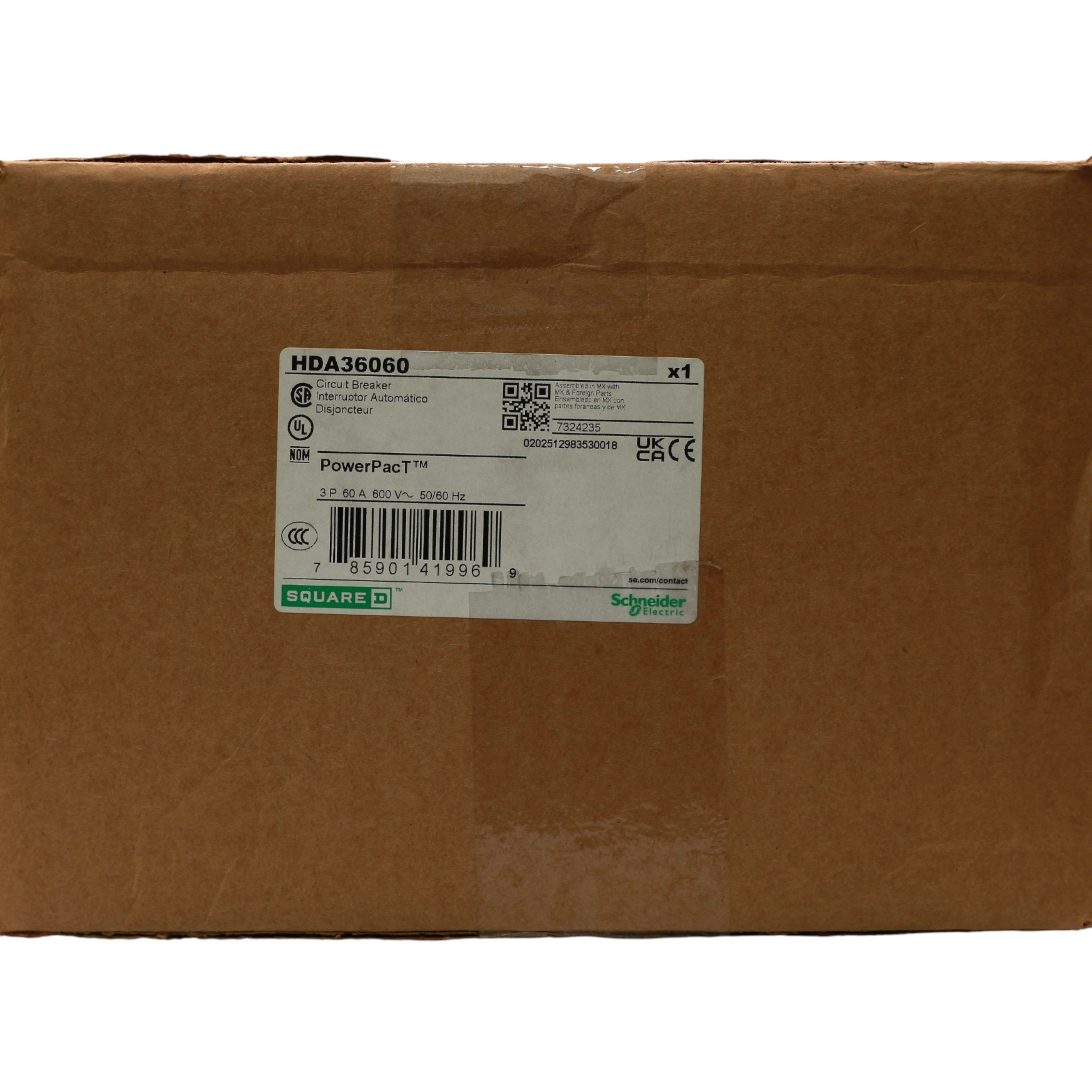 Square D HDA36060 Circuit breaker, PowerPacT H, 60A, 3 pole, 600VAC, 14kA, I-Line, ABC - Image 3