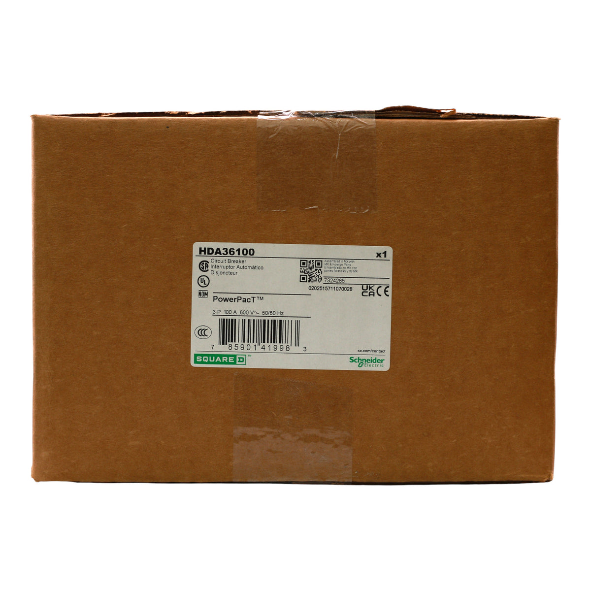 Square D HDA36100 Circuit breaker, PowerPacT H, 100A, 3 pole, 600VAC, 14kA, I-Line, thermal magnetic, 80%, ABC - Image 3