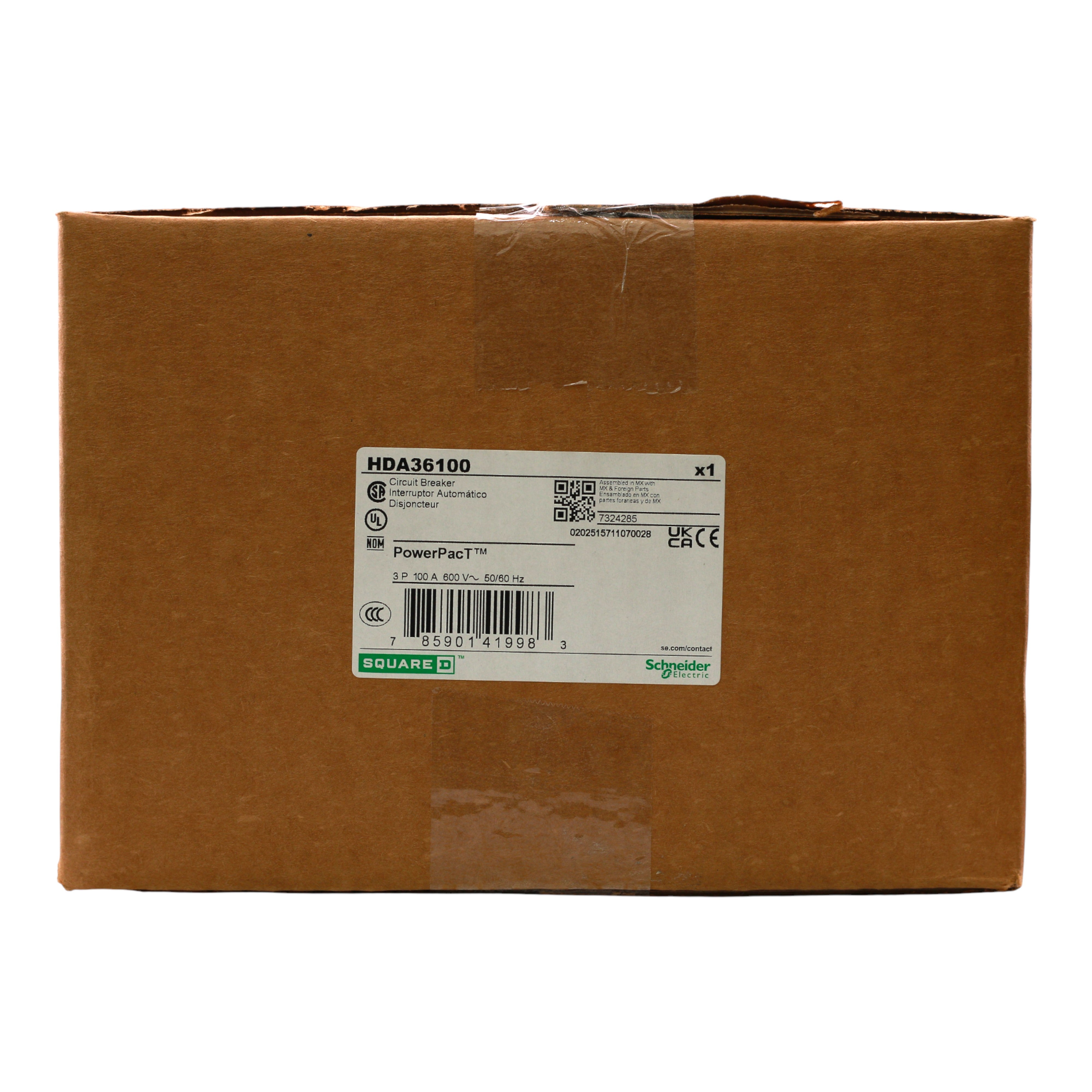 Square D HDA36100 Circuit breaker, PowerPacT H, 100A, 3 pole, 600VAC, 14kA, I-Line, thermal magnetic, 80%, ABC - Image 3