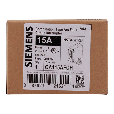 Siemens QAFH2, QA115AFCH, 15A, 1P, 120V, CAFCI, Pigtail Neutral, Circuit Breaker - Image 3
