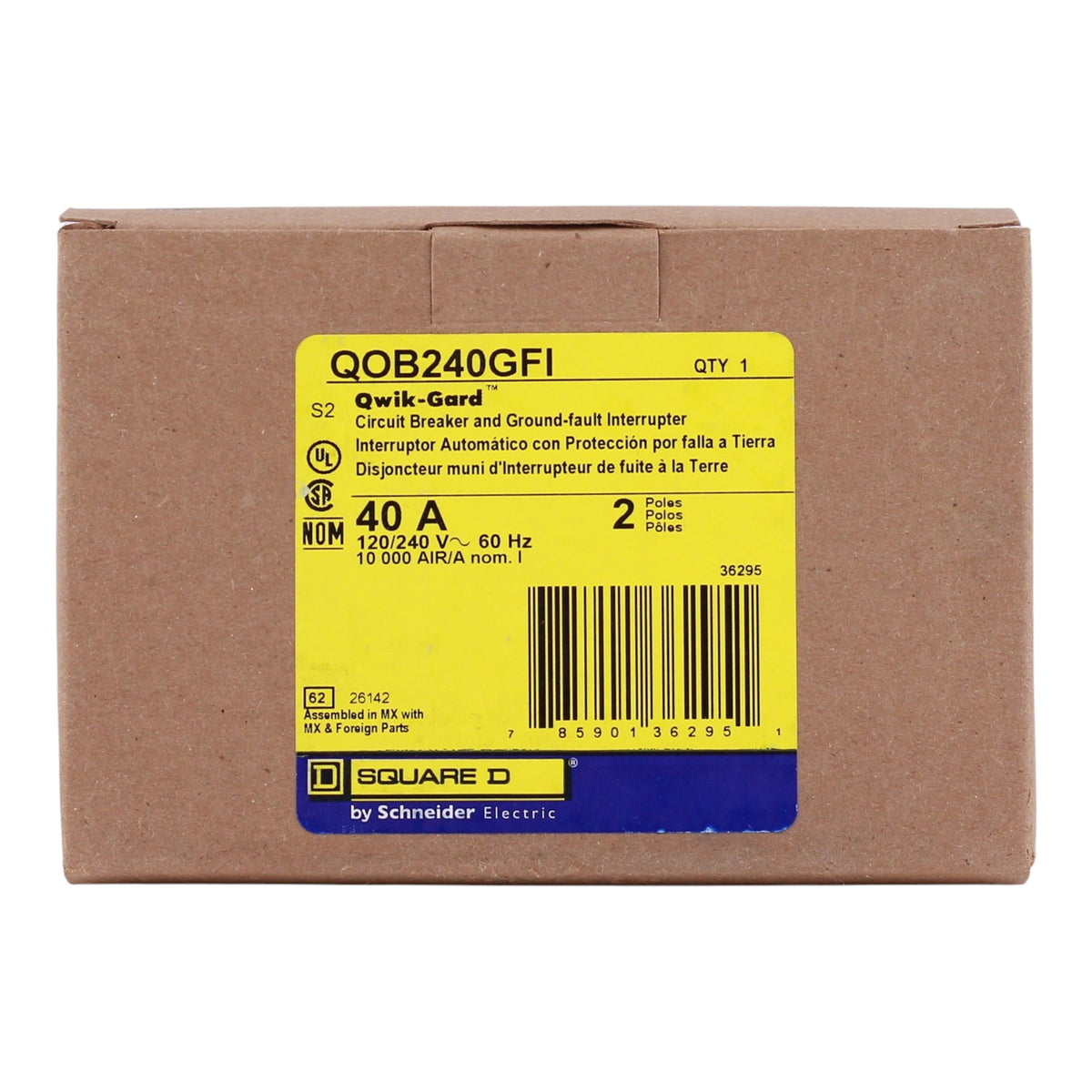Square D QO QOB240GFI 40A 2P 120/240V GFCI Pigtail Neutral Circuit Breaker - Image 3