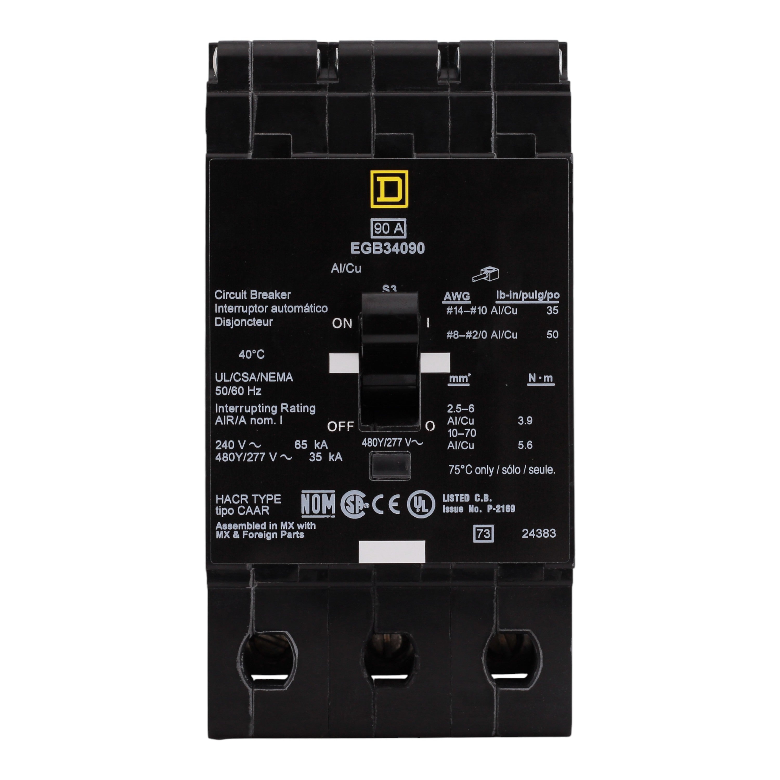 Square D E-Frame, EGB34090, 90A, 3P, 480Y/277V, Bolt-On Circuit Breaker - Image 4