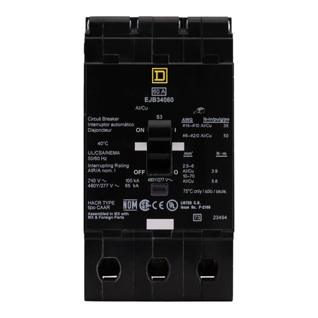 Square D E-Frame, EJB34060, 60A, 3P, 480Y/277V, Thermal-Magnetic, Bolt-On, Circuit Breaker - Image 4