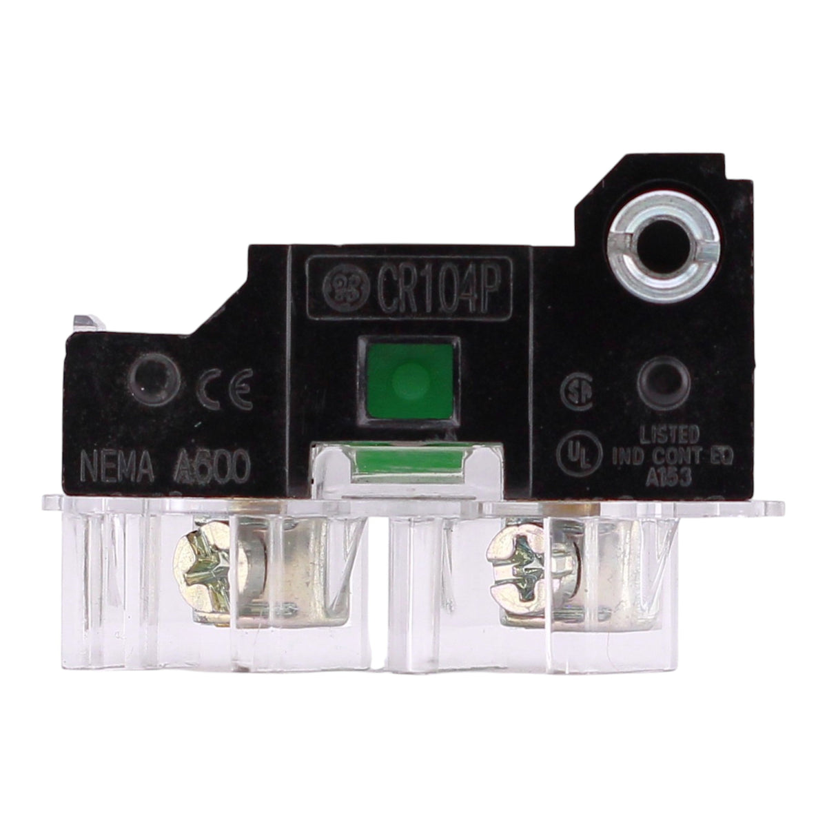 GE CR104P, CR104PXC1, 10A, 600VAC/VDC, 30mm, 1NO, Green, Contact Block - Image 4