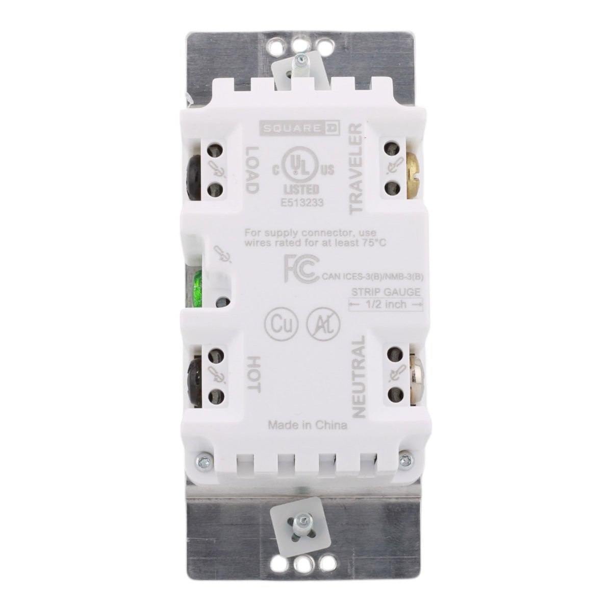 Square D SQR22601WH X Series 15A 600W Single Pole/3-Way Rocker Dimmer, Matte White Finish - Image 2