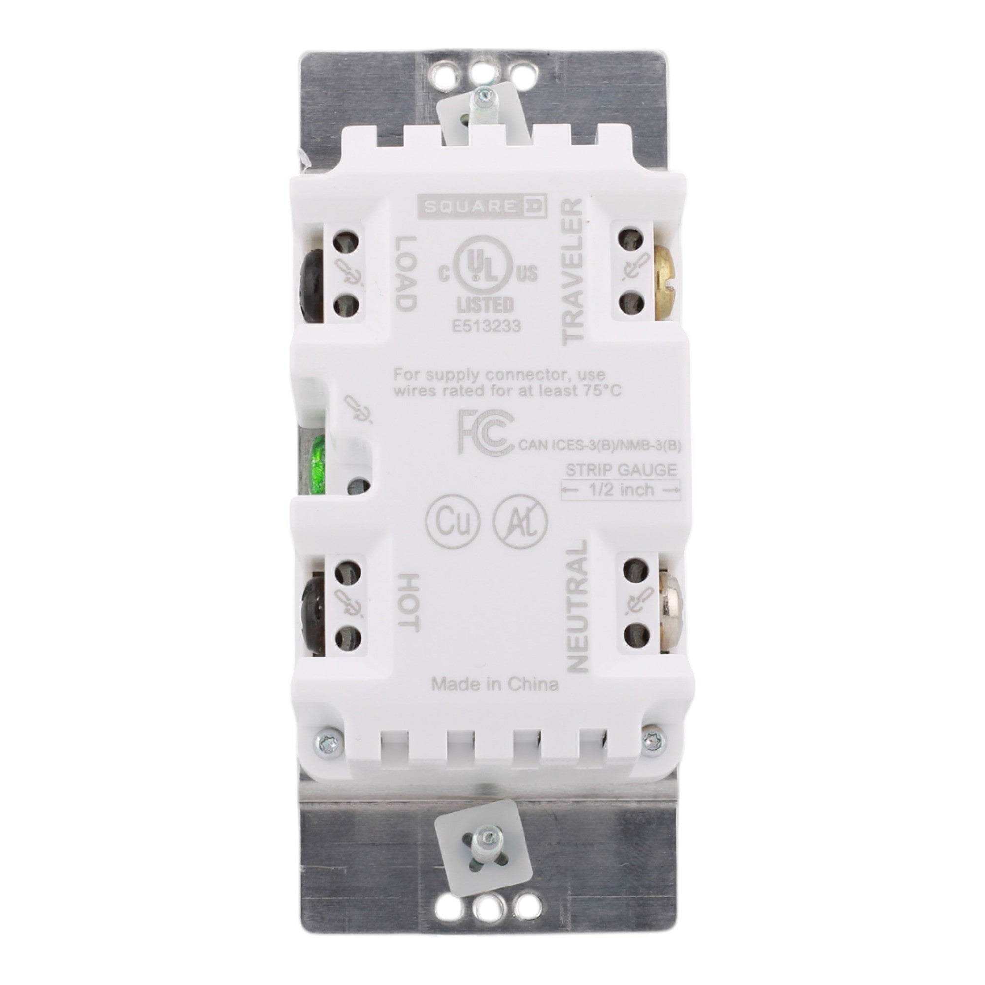 Square D SQR22601WH X Series 15A 600W Single Pole/3-Way Rocker Dimmer, Matte White Finish - Image 2