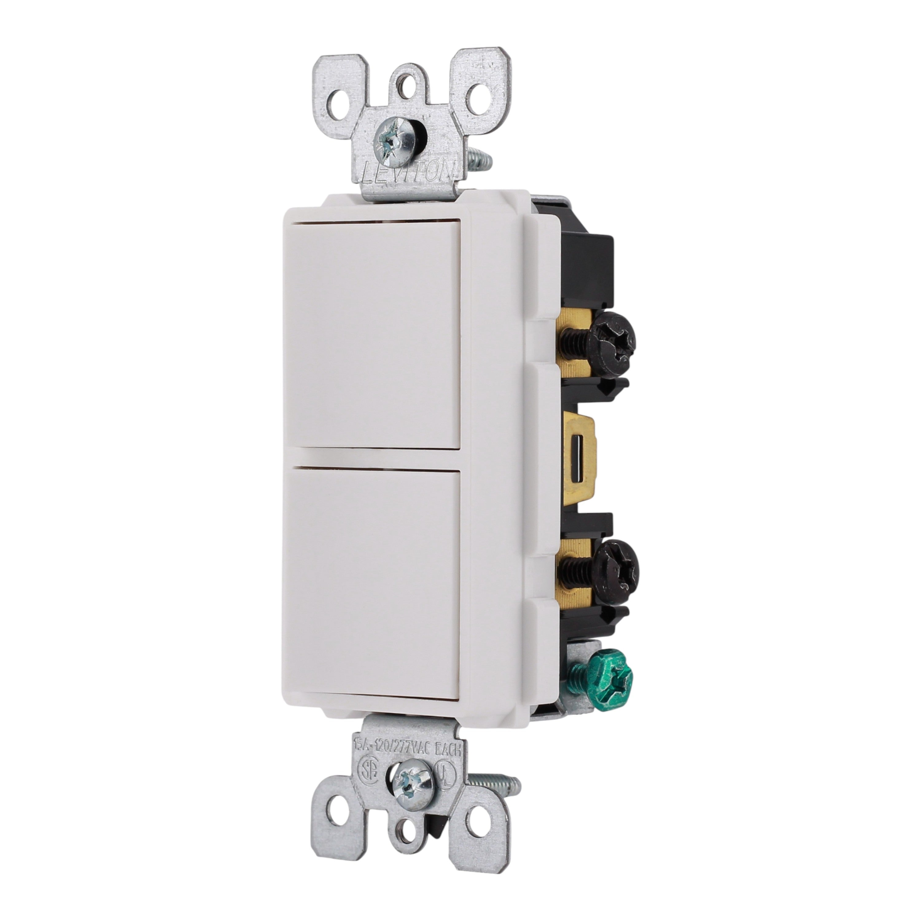 Leviton Decora 5634-W 15A Single-Pole / Single-Pole Combination Switch White - Image 2