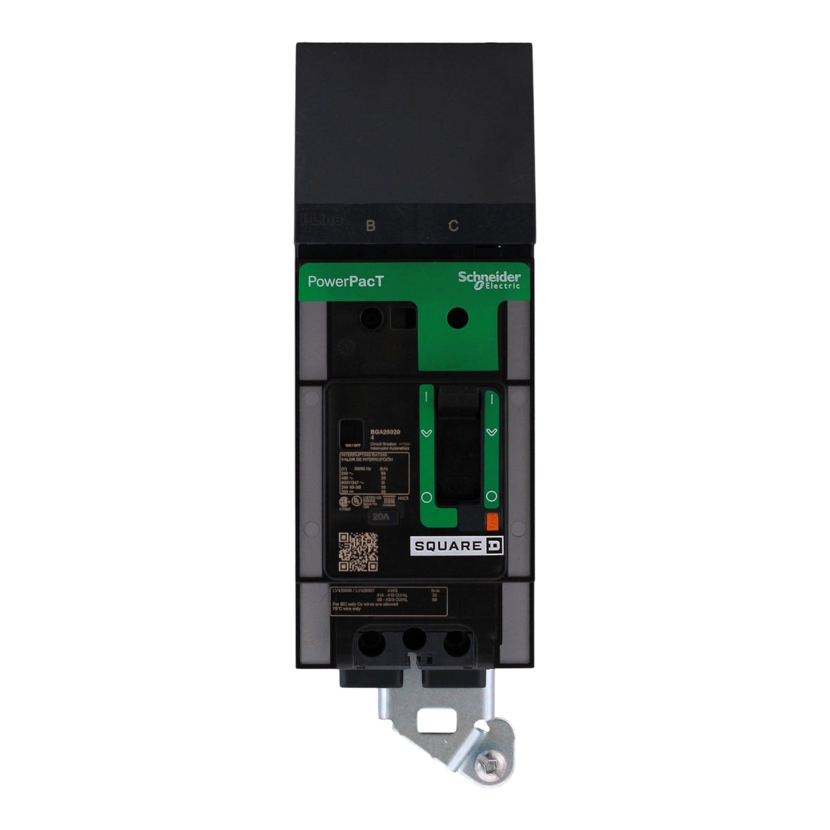 Square D PowerPacT B, BGA260204, 20A, 2P, 600Y/347VAC, Thermal Magnetic, I-Line, Circuit Breaker - Image 4