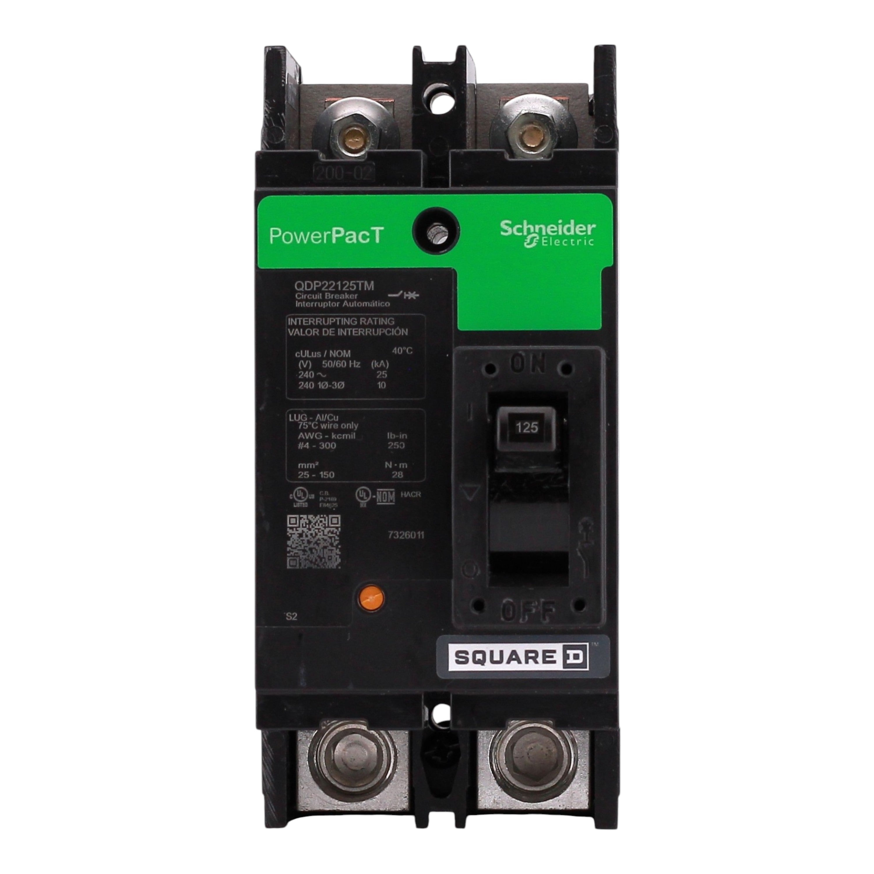 Square D PowerPact Q, QDP22125TM, 125A, 2P, 240V, Bolt-On, Circuit Breaker - Image 4