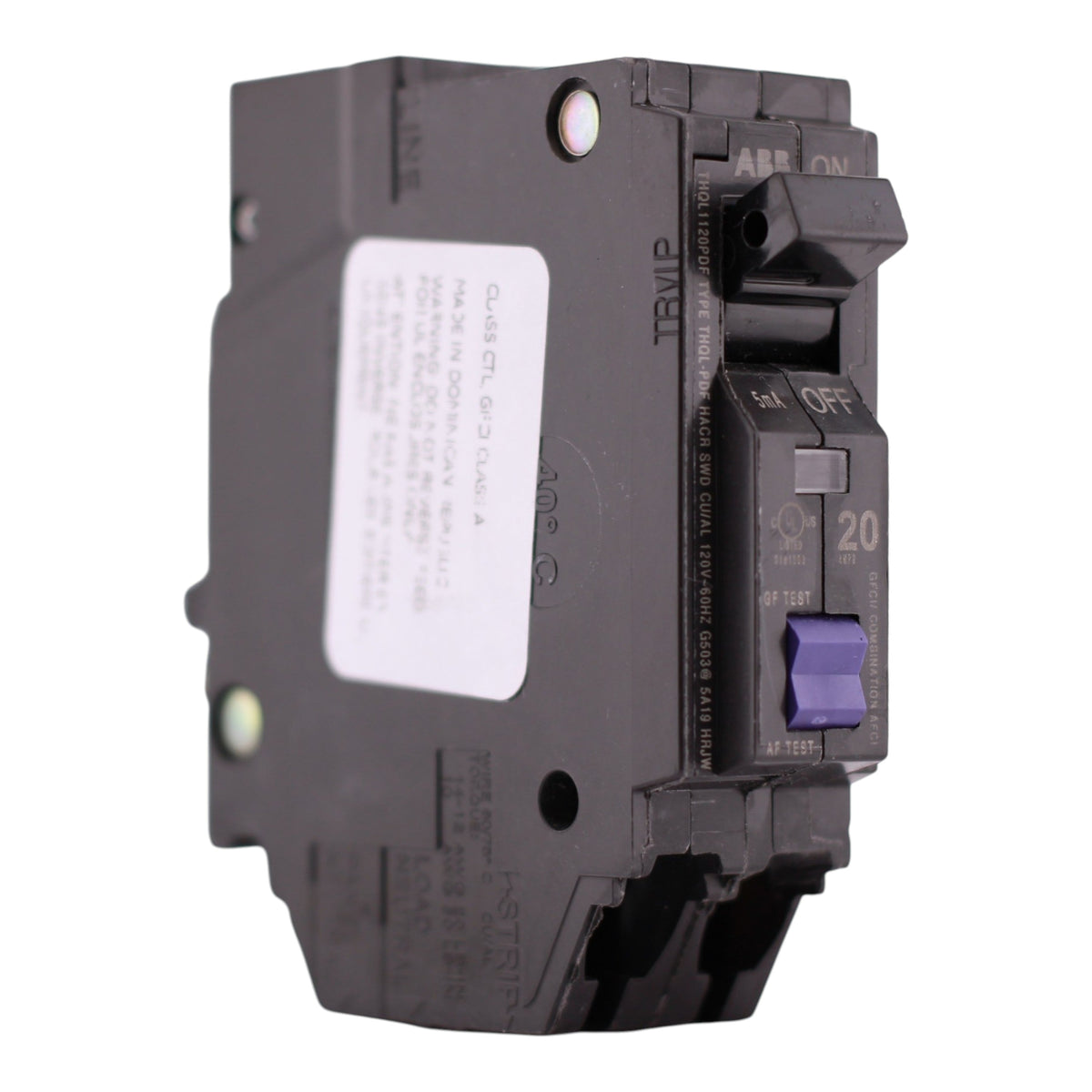 GE Q Line THQL1120PDF 20A 1P 120V AFCI/GFCI Plug-On Neutral Breaker