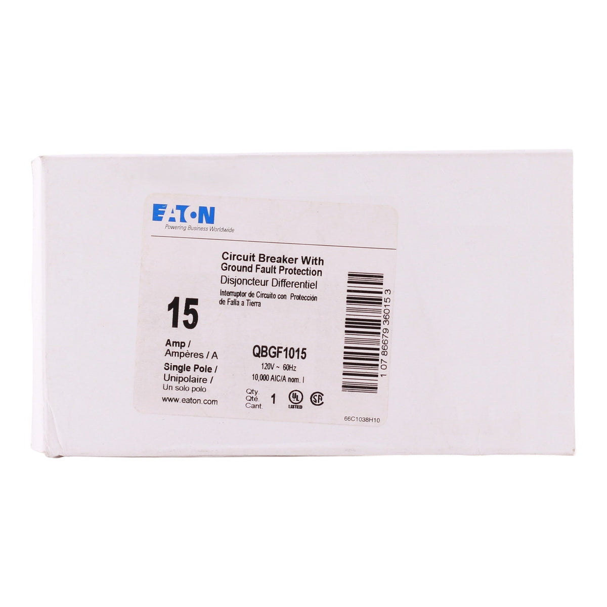Eaton QB, QBGF1015, 15A, 1P, 120V, GFCI, Pigtail Neutral, Circuit Breaker - Image 3