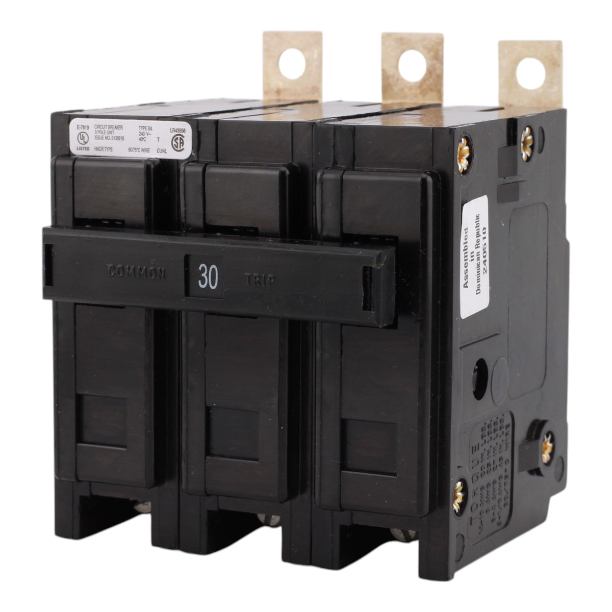 Eaton BAB3030H, 30A, 240V, 3-Pole, 10kAIC, Quicklag Industrial Thermal-Magnetic Circuit Breaker, Bolt-On - Image 3