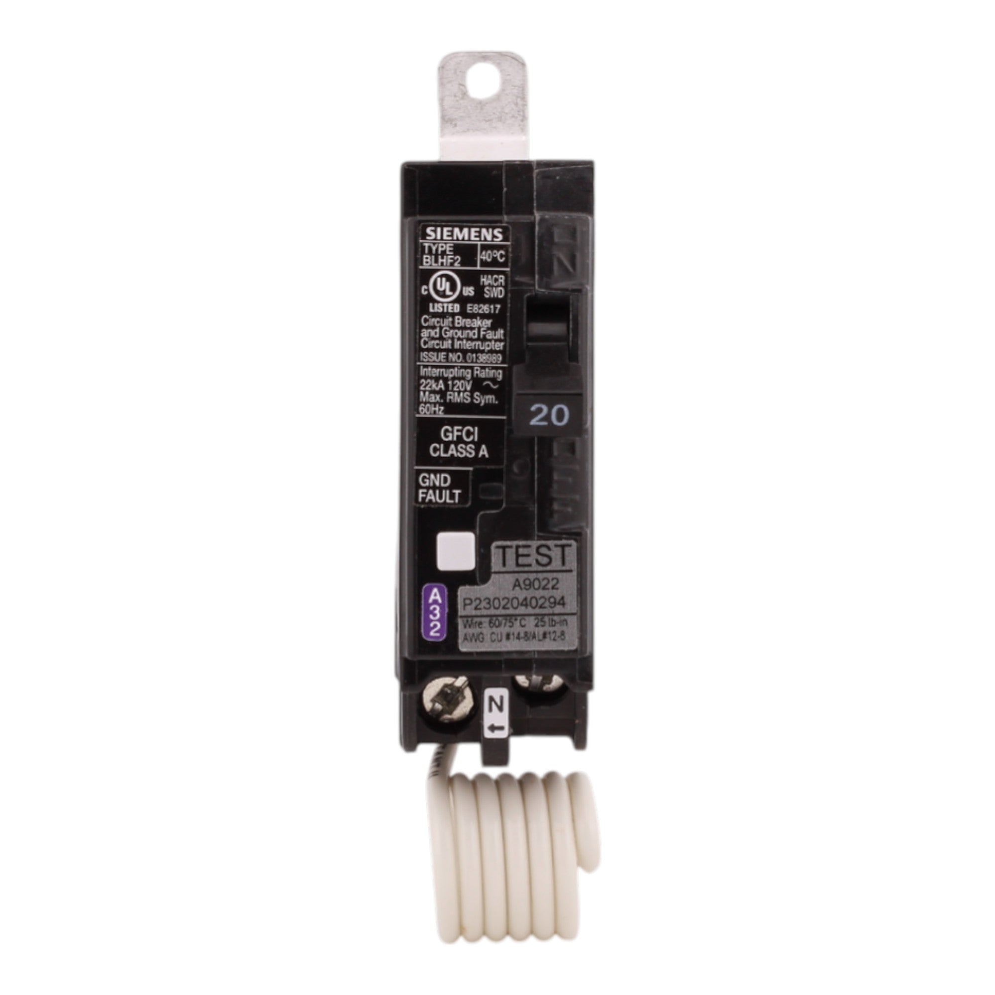 Siemens BLHF BF120AH 20A 1P 120V GFCI Pigtail Neutral Circuit Breaker - Image 4