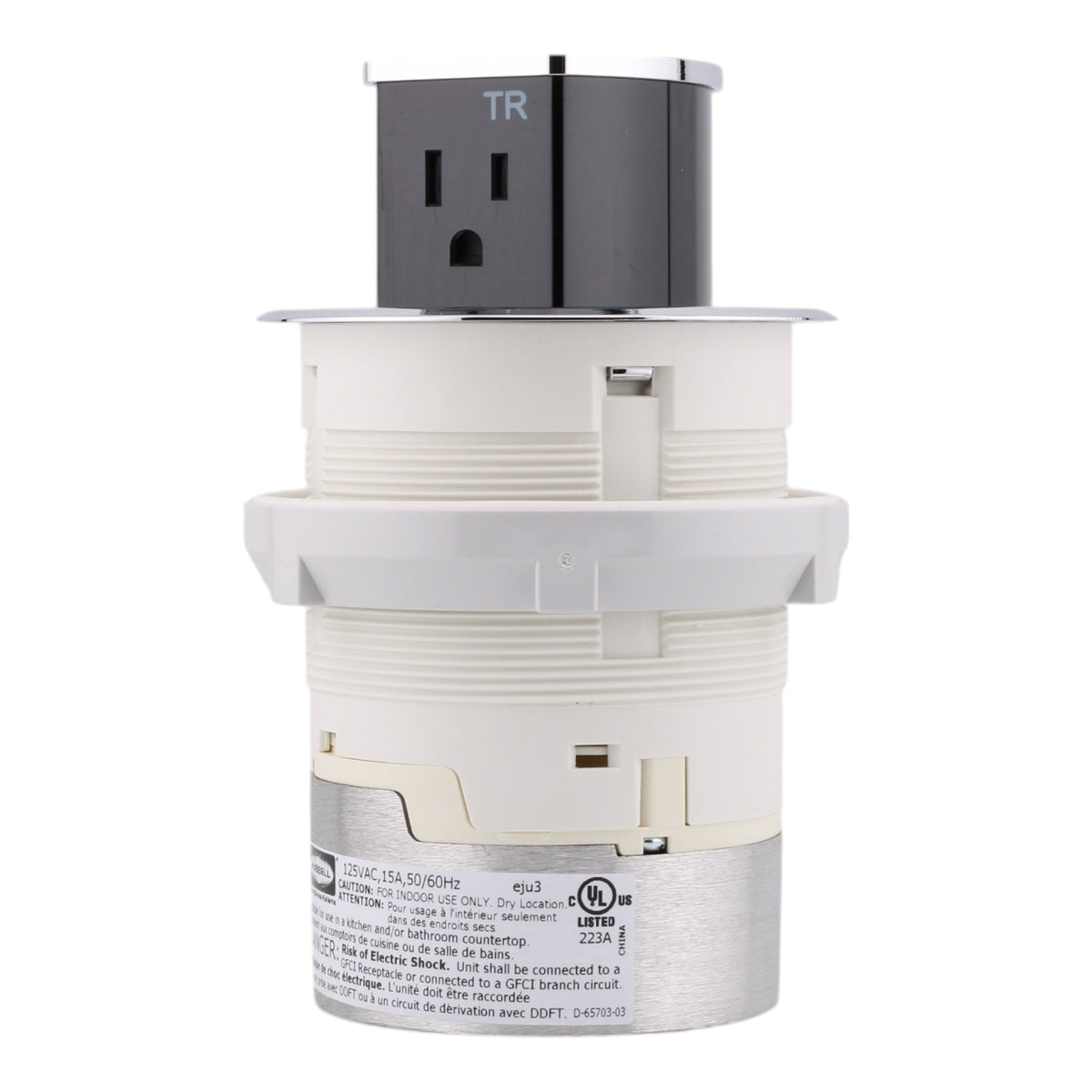 Hubbell Wiring, RCT200CH, 15 Amps, 125 Volts, 2-Pole, Kitchen Counter Receptacle, Surface Mount, Tamper Resistant, Chrome - Image 3