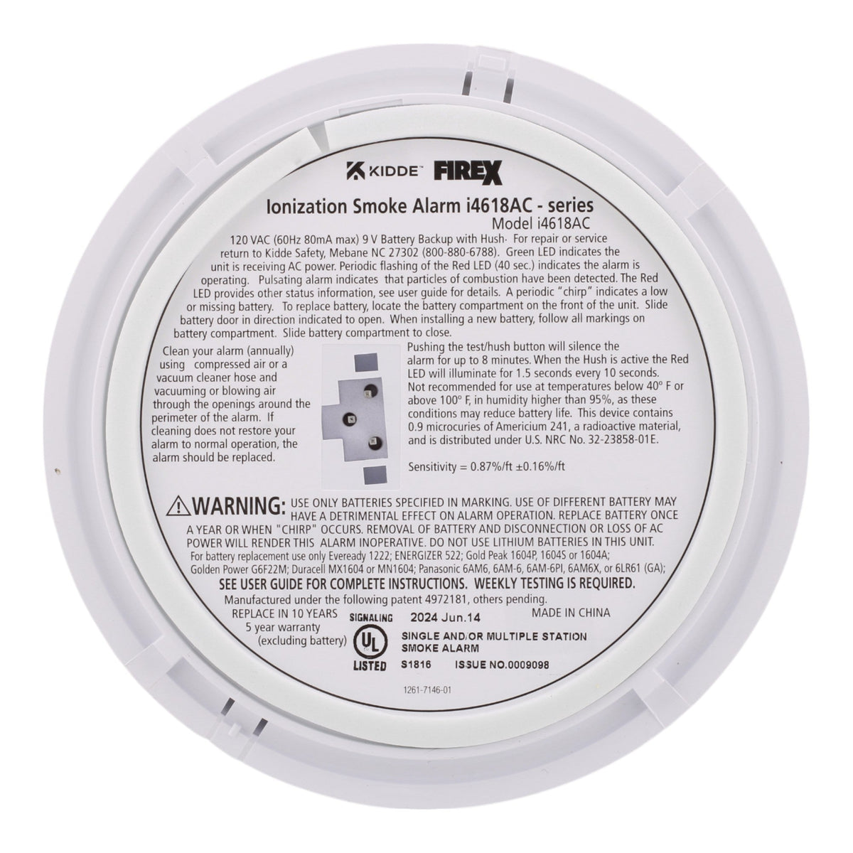 Kidde i4618AC Hardwired 120V Smoke Alarm with 9V Battery - Image 3