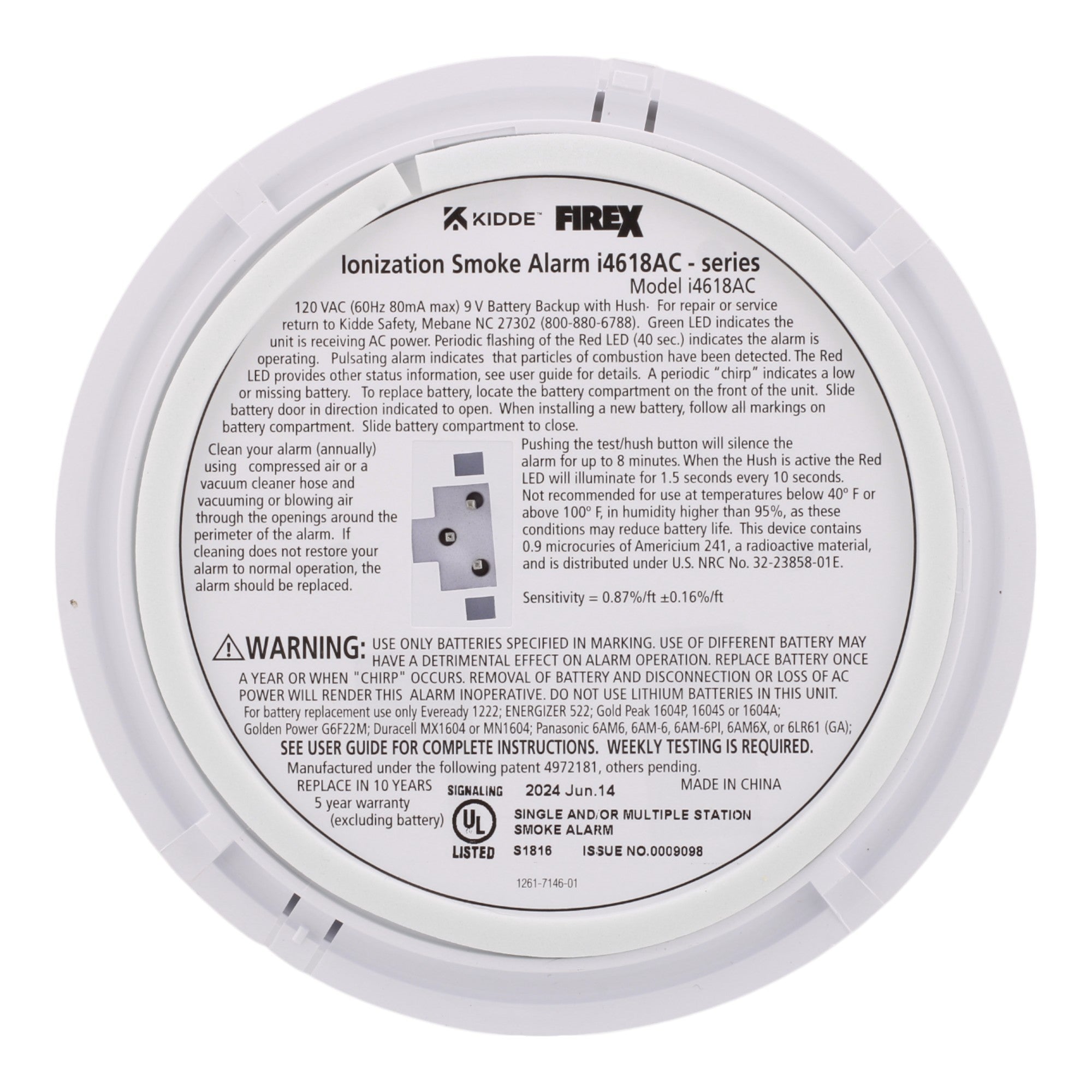 Kidde i4618AC Hardwired 120V Smoke Alarm with 9V Battery - Image 3