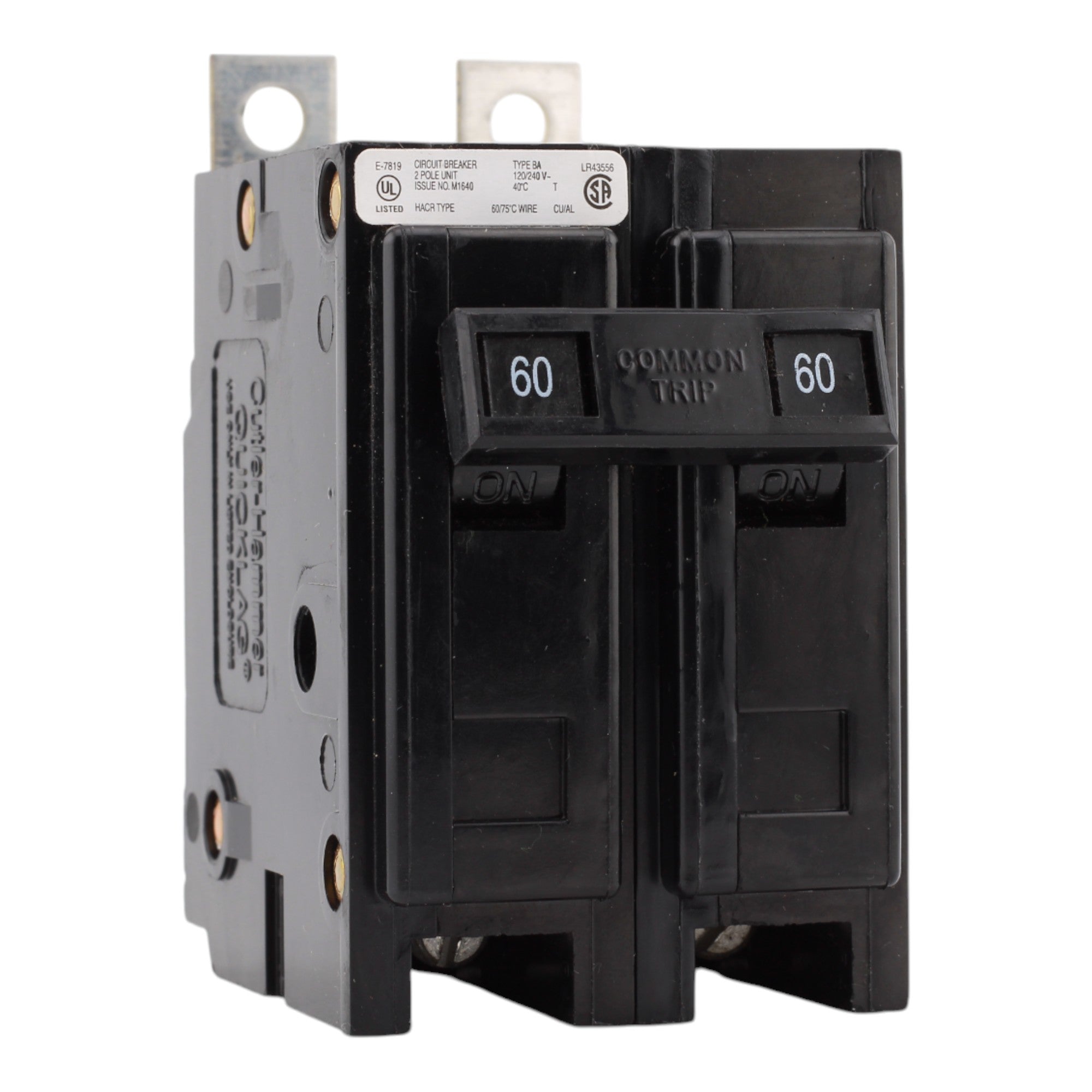 Eaton BAB2060, 60A, 120/240V, 2-Pole, 10kAIC, Quicklag Industrial Thermal-Magnetic Circuit Breaker, Bolt-On