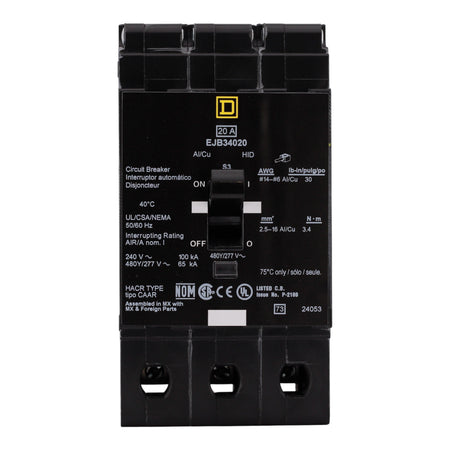 Square D E-Frame, EJB34020, 20A, 3P, 480Y/277V, Bolt-On Circuit Breaker - Image 4