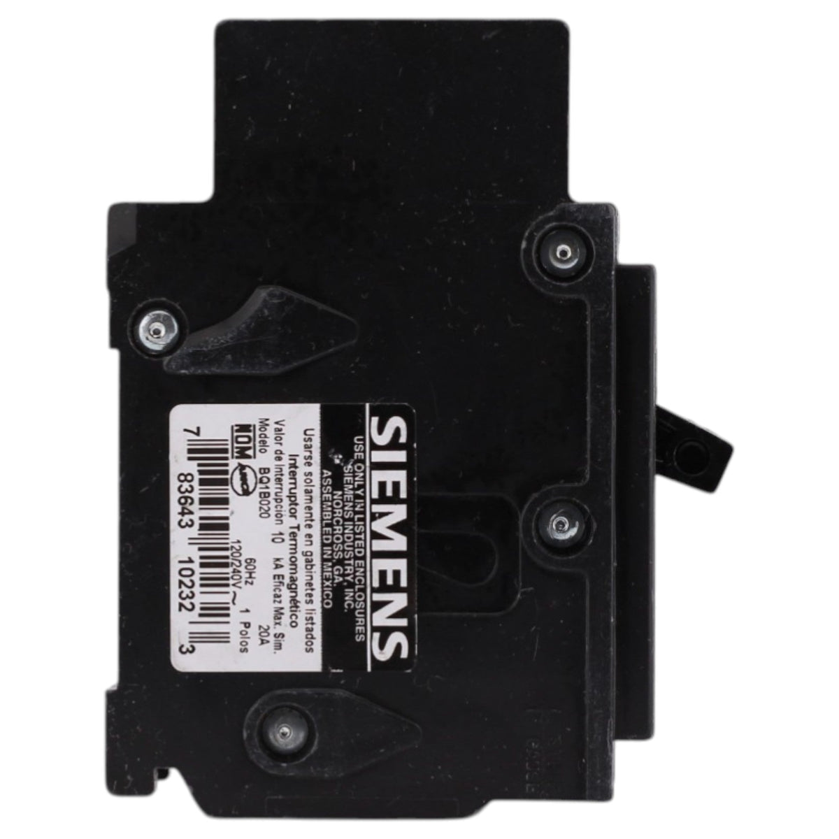 Siemens BQ, BQ1B020, 20A, 1P, 120V, Thermal Magnetic, Bolt-On, Circuit Breaker - Image 4