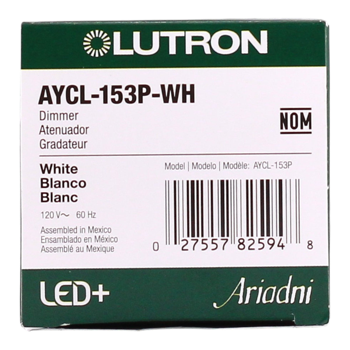 Lutron Ariadni, AYCL-153P-WH, 150W LED/600W Inc, 120V, Single Pole/3-Way, LED+ Dimmer, White - Image 3