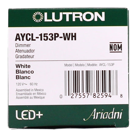 Lutron Ariadni, AYCL-153P-WH, 150W LED/600W Inc, 120V, Single Pole/3-Way, LED+ Dimmer, White - Image 3