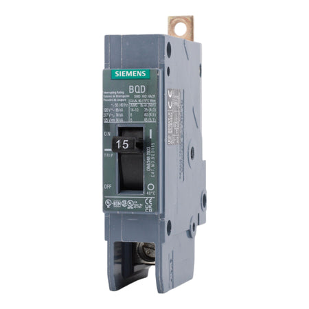 Siemens BQD115, 15A, 277V, 1-Pole Molded Case Circuit Breaker, Thermal Magnetic, 14kA Interrupt Rating - Image 3