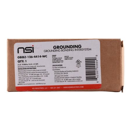NSI Polaris, GBIBZ-126-4414-WC, 4-Circuit, 2-6 AWG Main, 4-14 AWG Taps, Bronze, Intersystem Bonding Connector with Cover - Image 2