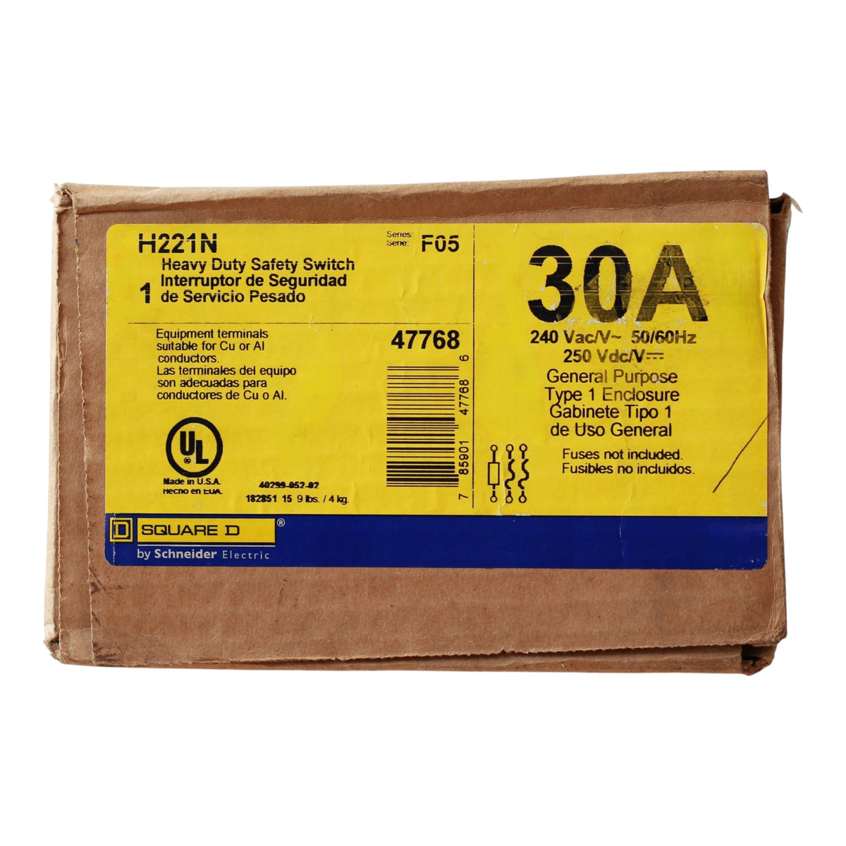 Square D, H221N, 30A, 2-Pole, 240VAC/250VDC, NEMA 1, Heavy Duty Fusible Safety Switch - Image 4