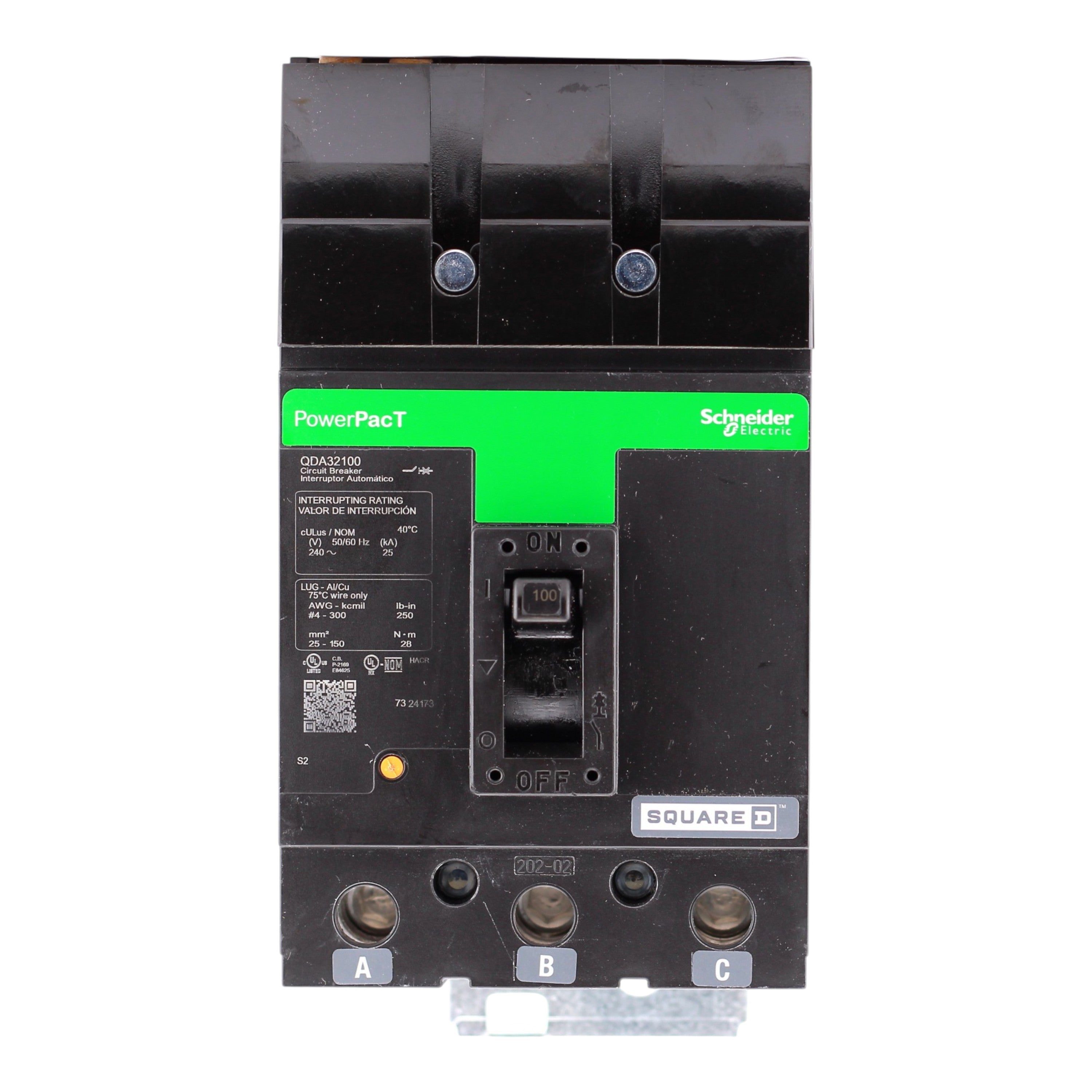 Square D PowerPacT Q, QDA32100, 100A, 3P, 240VAC, I-Line, Thermal Magnetic, Circuit Breaker - Image 5