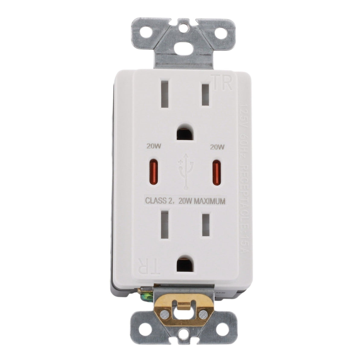 RES POWER 15A USB Outlet, Fast Charging, Type C/C, Tamper-Resistant, cULus Listed, White - Image 3