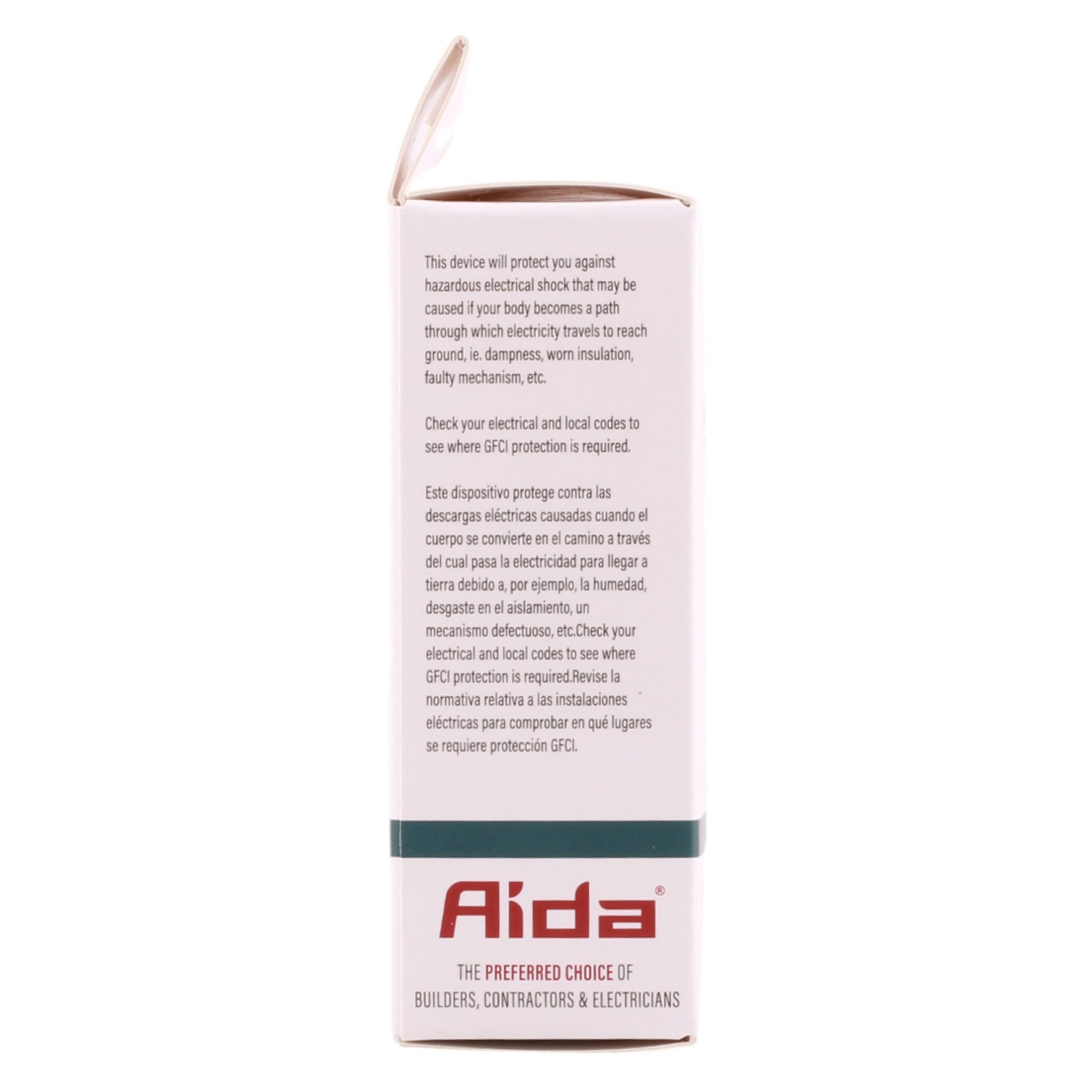 Aida 15A GFCI Receptacle w/ LED, Self-Test, TR, 120V, White - Image 5