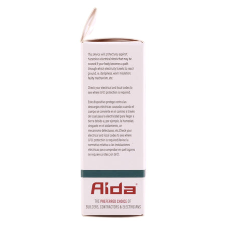 Aida 15A GFCI Receptacle w/ LED, Self-Test, TR, 120V, White - Image 5