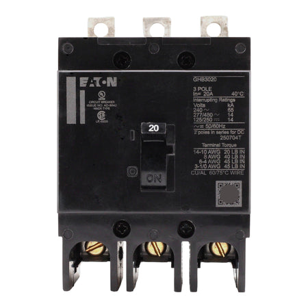 Eaton Series C GHB3020 20A 3P 480Y/277V Thermal-Magnetic Circuit Breaker - Image 4