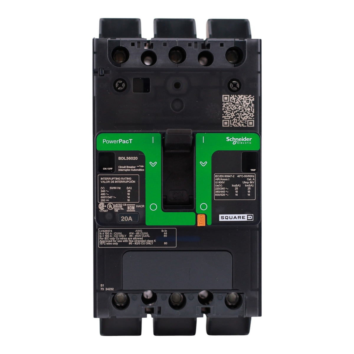 Square D PowerPacT B, BDL36020, 20A, 3P, 600Y/347VAC, Thermal Magnetic, Circuit Breaker - Image 4