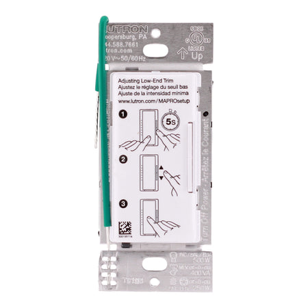 Lutron Maestro, MA-PRO-WH, 250W LED/500W Inc, 120V, Single Pole/Multi-Location, PRO LED+ Phase-Selectable Dimmer, White - Image 4