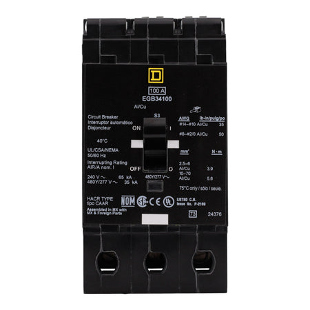 Square D E-Frame, EGB34100, 100A, 3P, 480Y/277V, Bolt-On, Circuit Breaker - Image 4