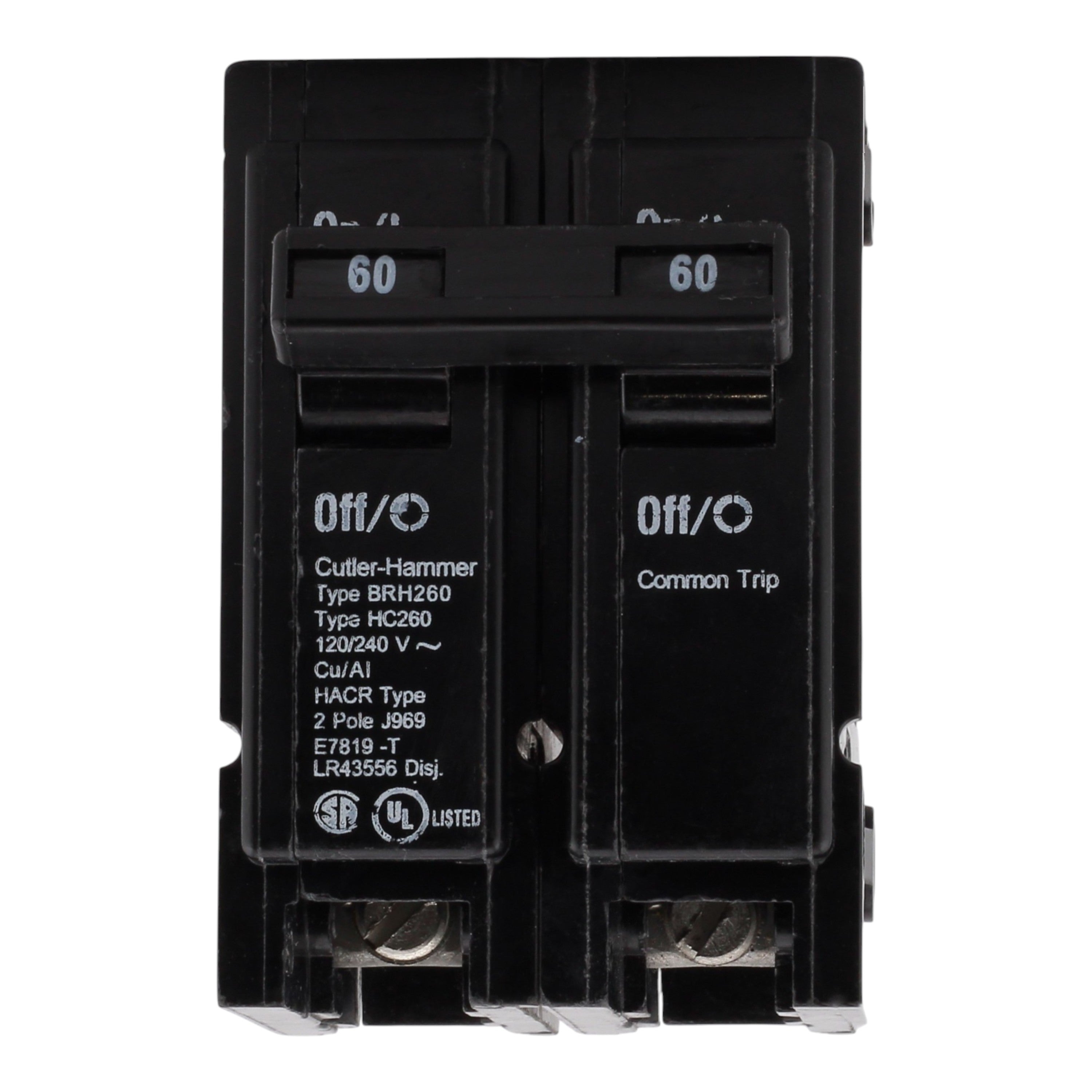 Eaton BR BRH260 60A 2P 120/240V Thermal Magnetic Plug-On Circuit Breaker - Image 3